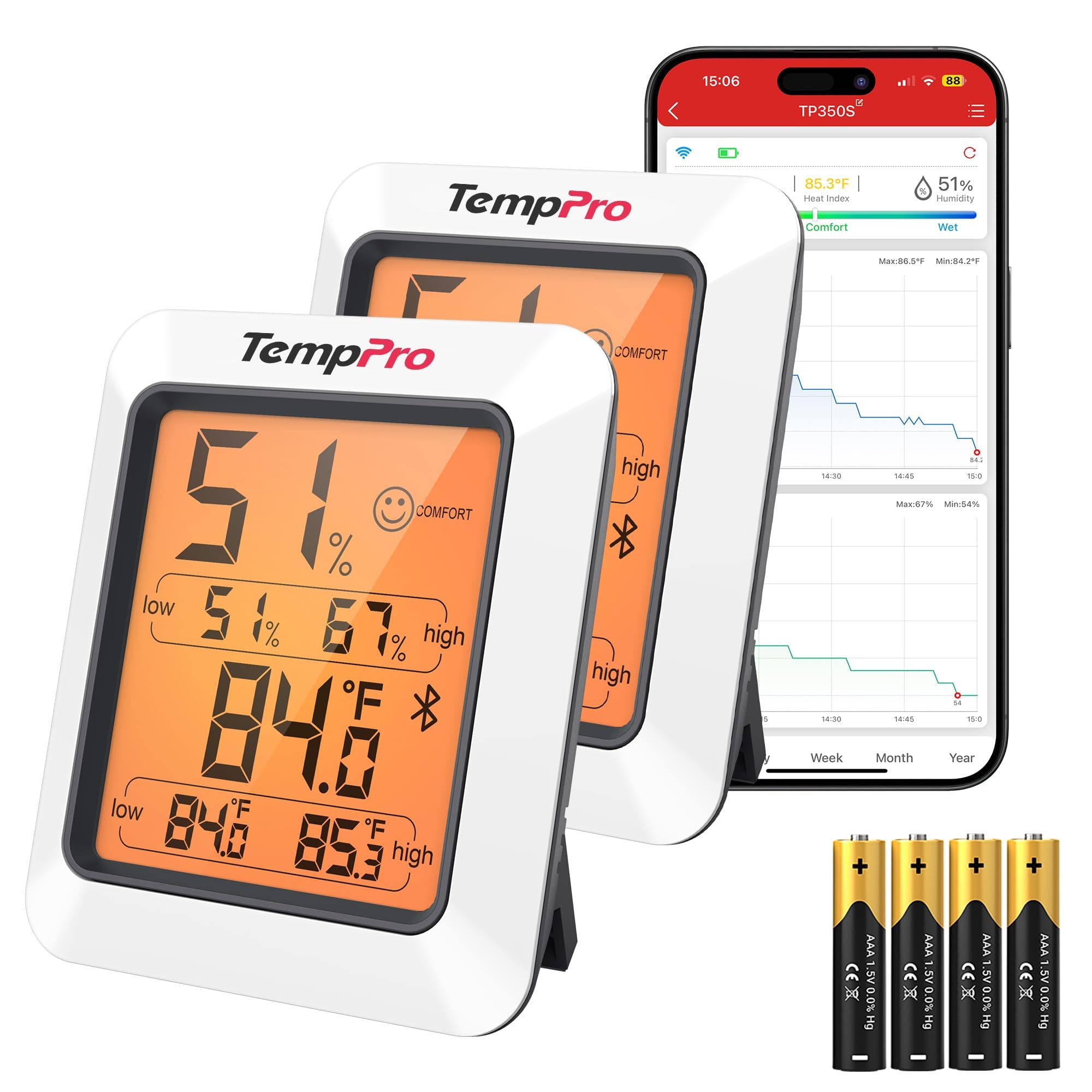 TempPro TP50 Digital Hygrometer Indoor Thermometer Room Thermomet by TempPro - Angle View 9