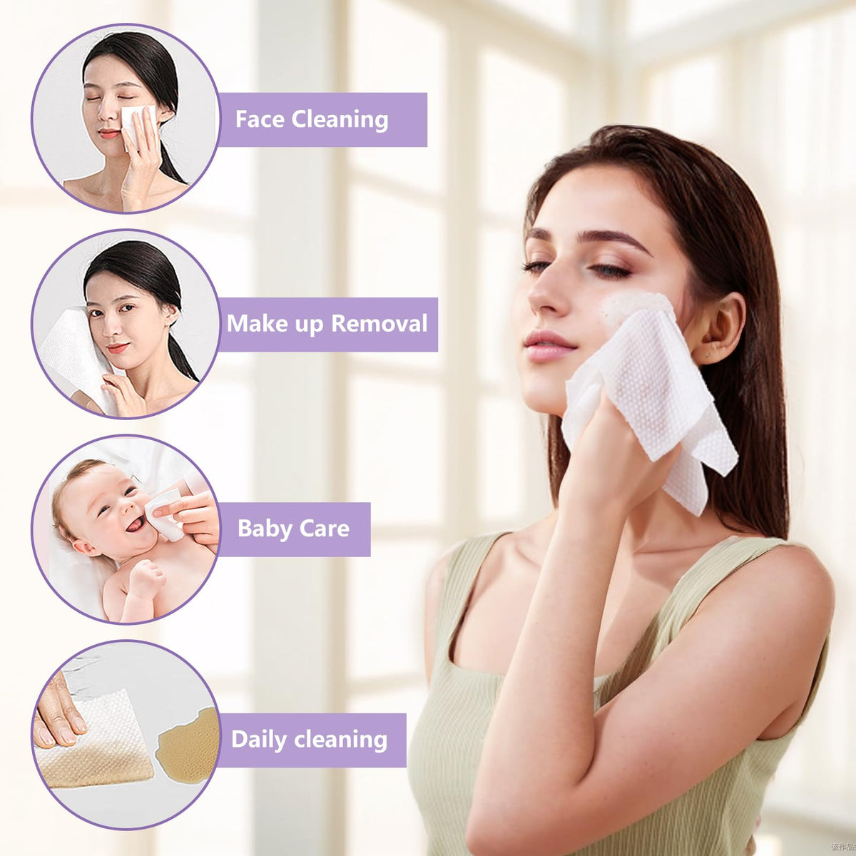 Disposable Face Towel 600 Count Soft Cotton Face Towels Dry - LRCXL Official Imagery - 6
