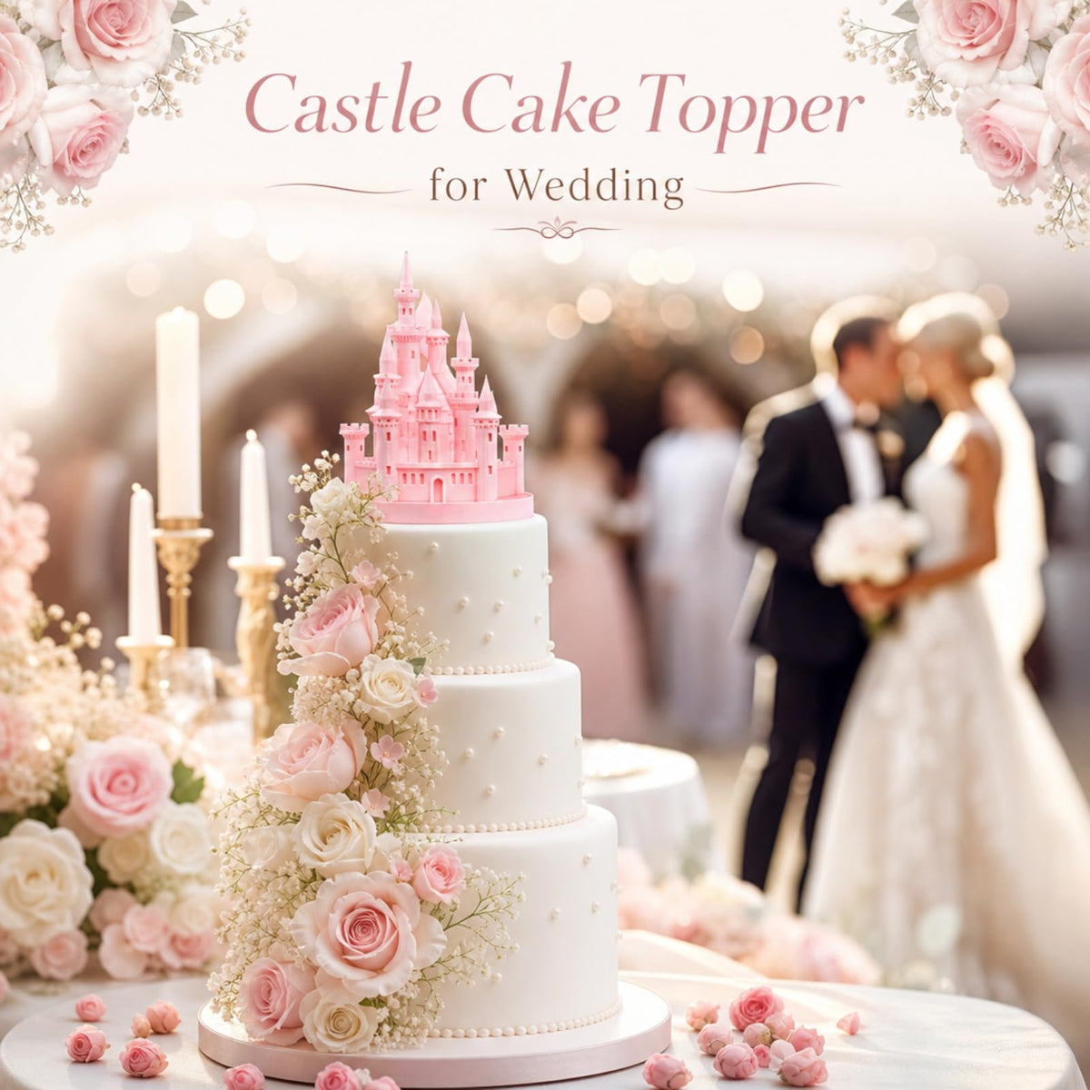 4 8 3D Princess Castle Cake Topper with Nightlight Pink - Baquler Official Imagery - 6