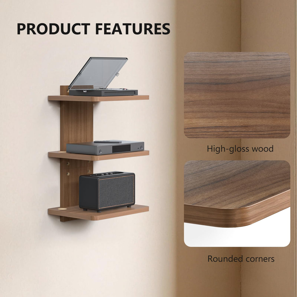 WALI 3 Tier Floating TV Wall Shelf for Projector DVD Player - WALI Official Imagery - 5