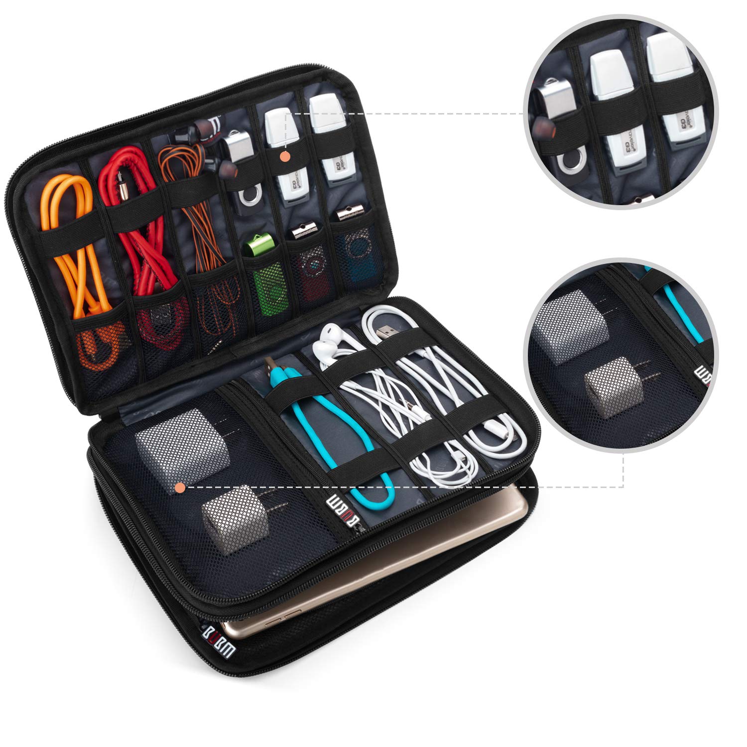 BUBM Double Layer Electronic Accessories Organizer, Travel Gear Bag for Cables, - BUBM Official Product View 4