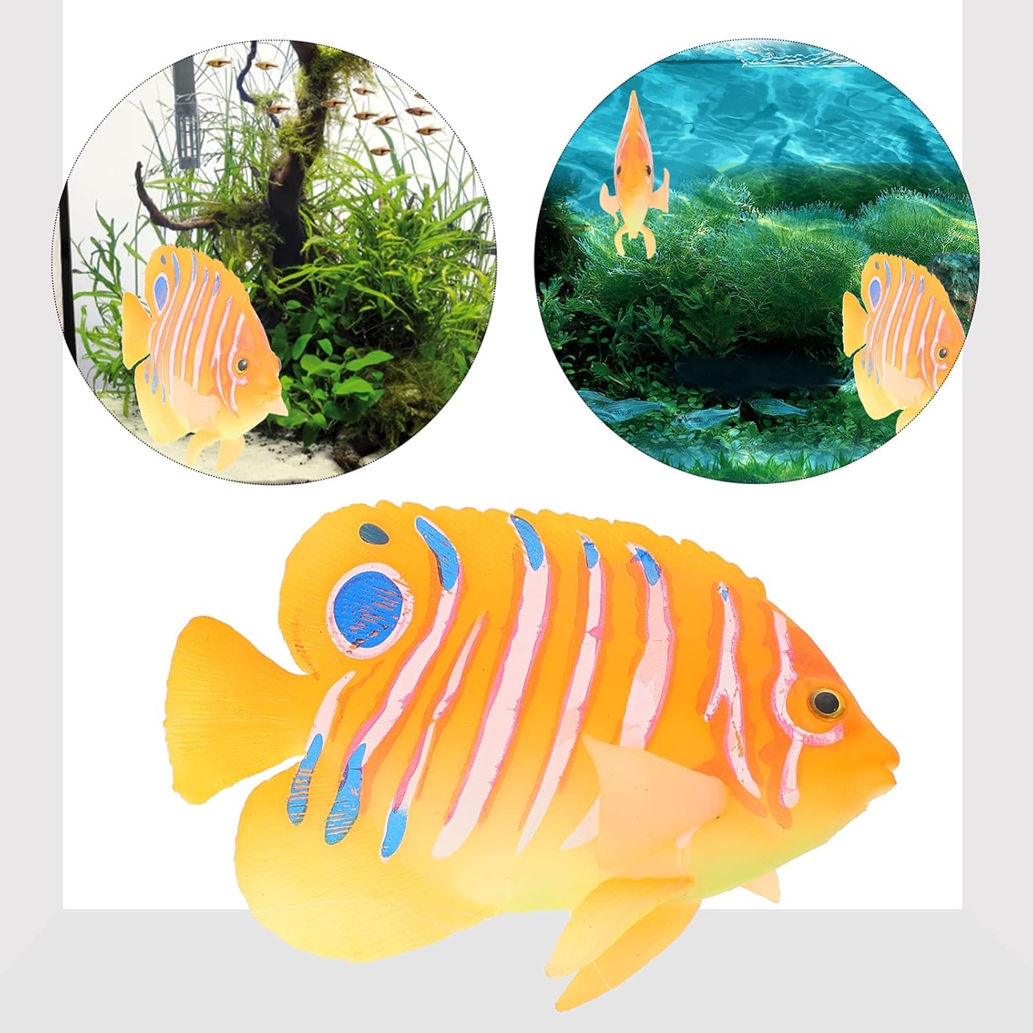 Colorful silicone artificial angelfish decoration for aquarium fish tanks by Ipetboom, floating decorative fish for aquatic tanks.