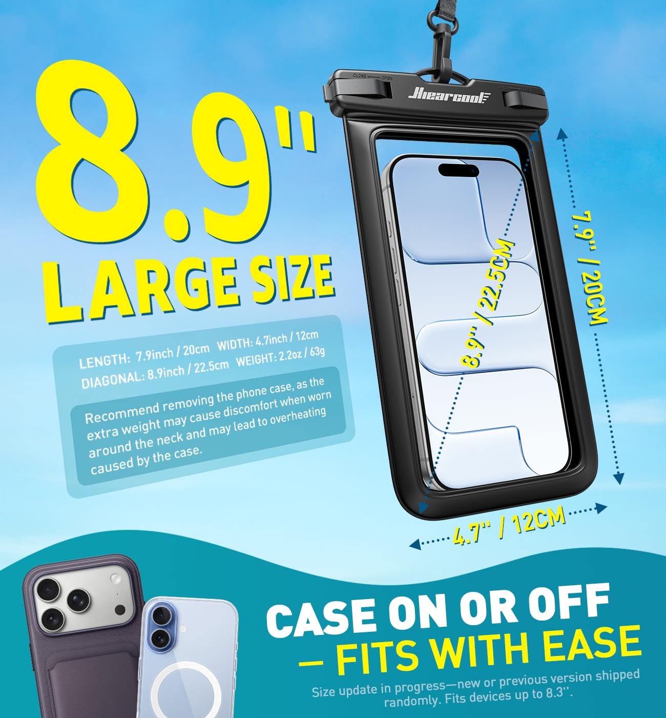 Hiearcool Waterproof Phone Pouch, Waterproof Phone Case, Black&Green 2 - Pack - Hiearcool Official Product View 3