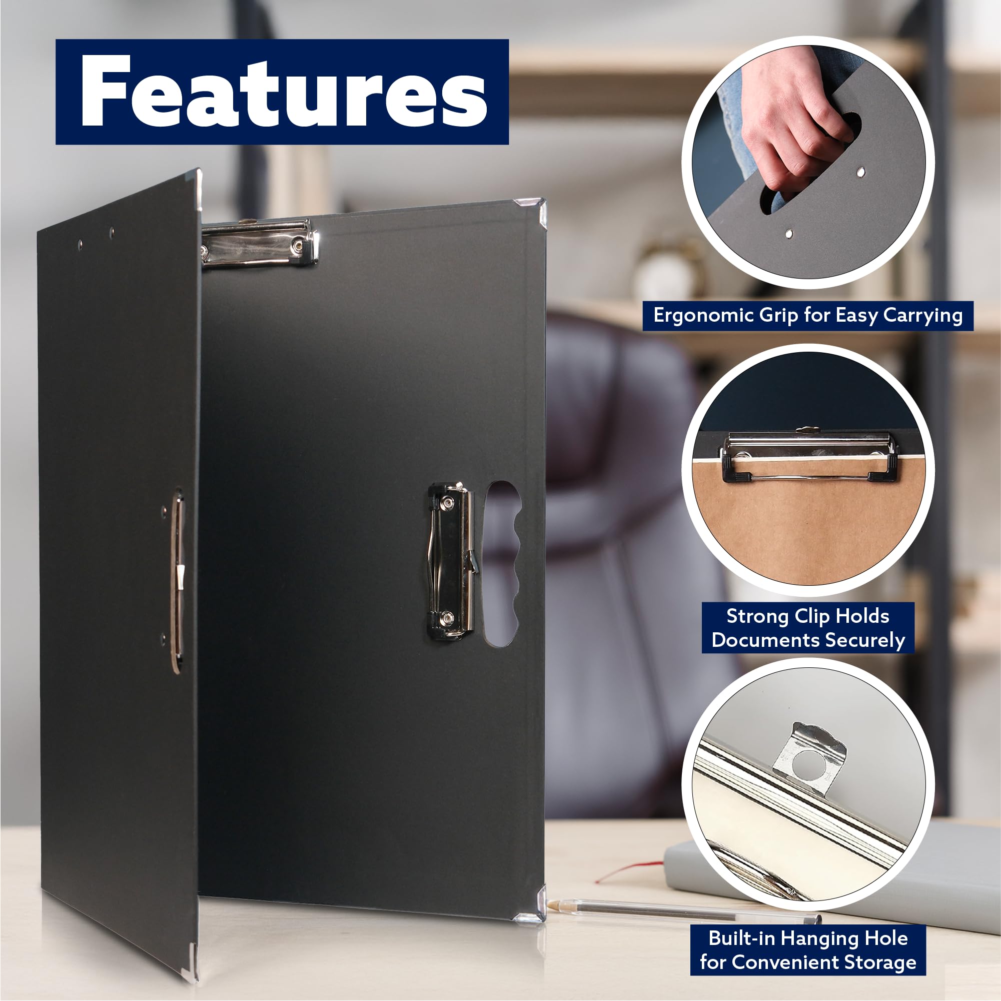18x24 Clipboard - Foldable 18x24 File Folder & Drawing Board - Folds to 11x17 Clipboard, 4 Clips, Corner Protectors, Portable Art Portfolio, Architecture Folder, 11x17 Binder, Portfolio Binder (Black)