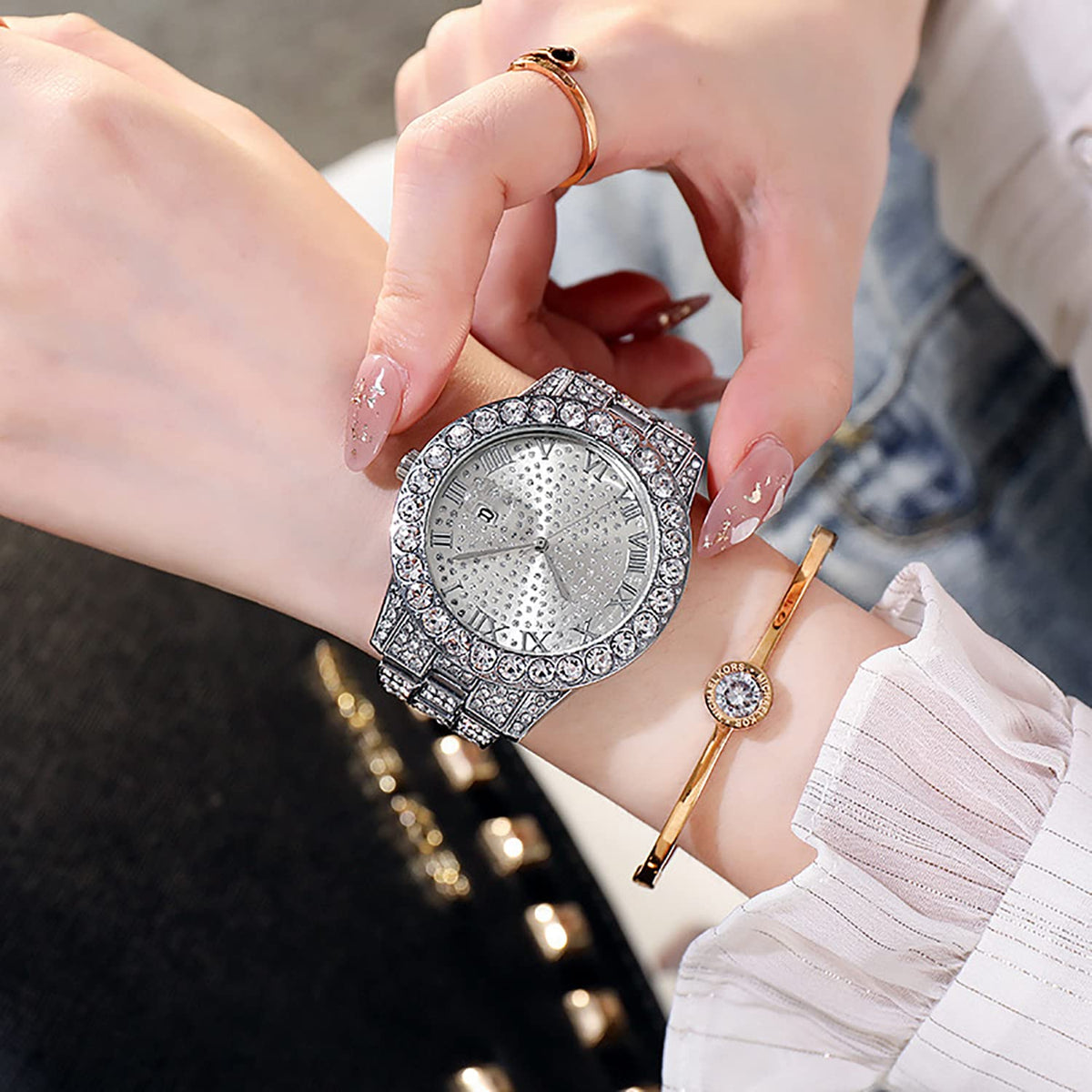 ADSBIAOYE Unisex Luxury Diamond Watch Fashion Large dial - ADSBIAOYE Official Imagery - 5