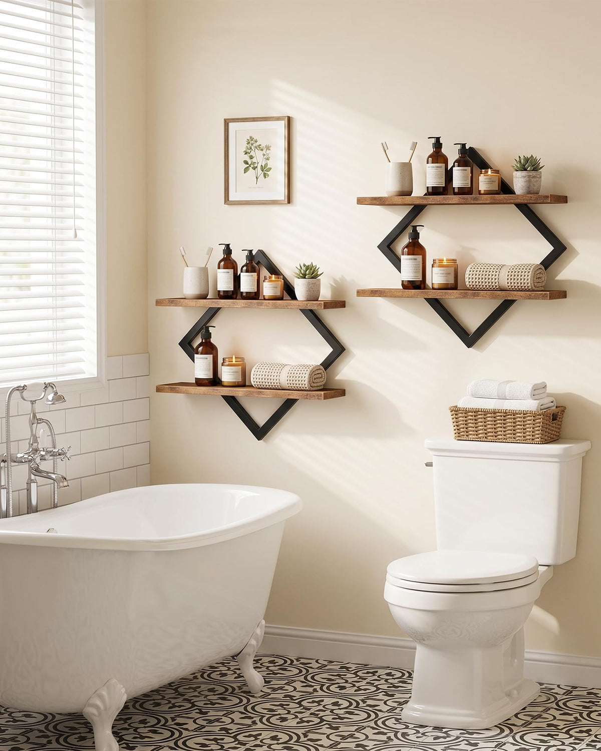 Floating Shelves Set of 2 Wall Shelves 2 Tier Hanging - CHOEZON Official Imagery - 8