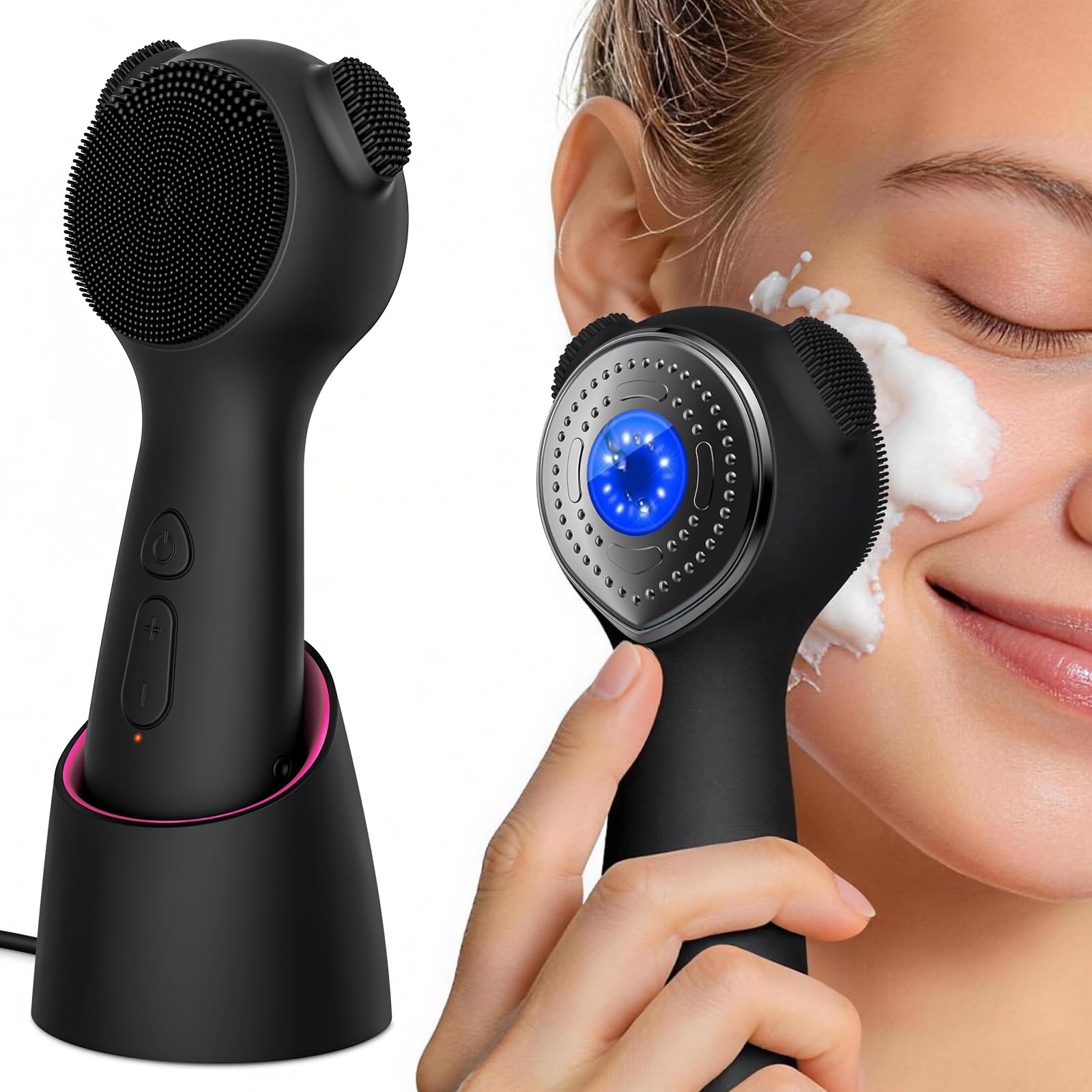 Electric Face Scrubber Exfoliator Rechargeable Silicone - Gailac Official Imagery - 2