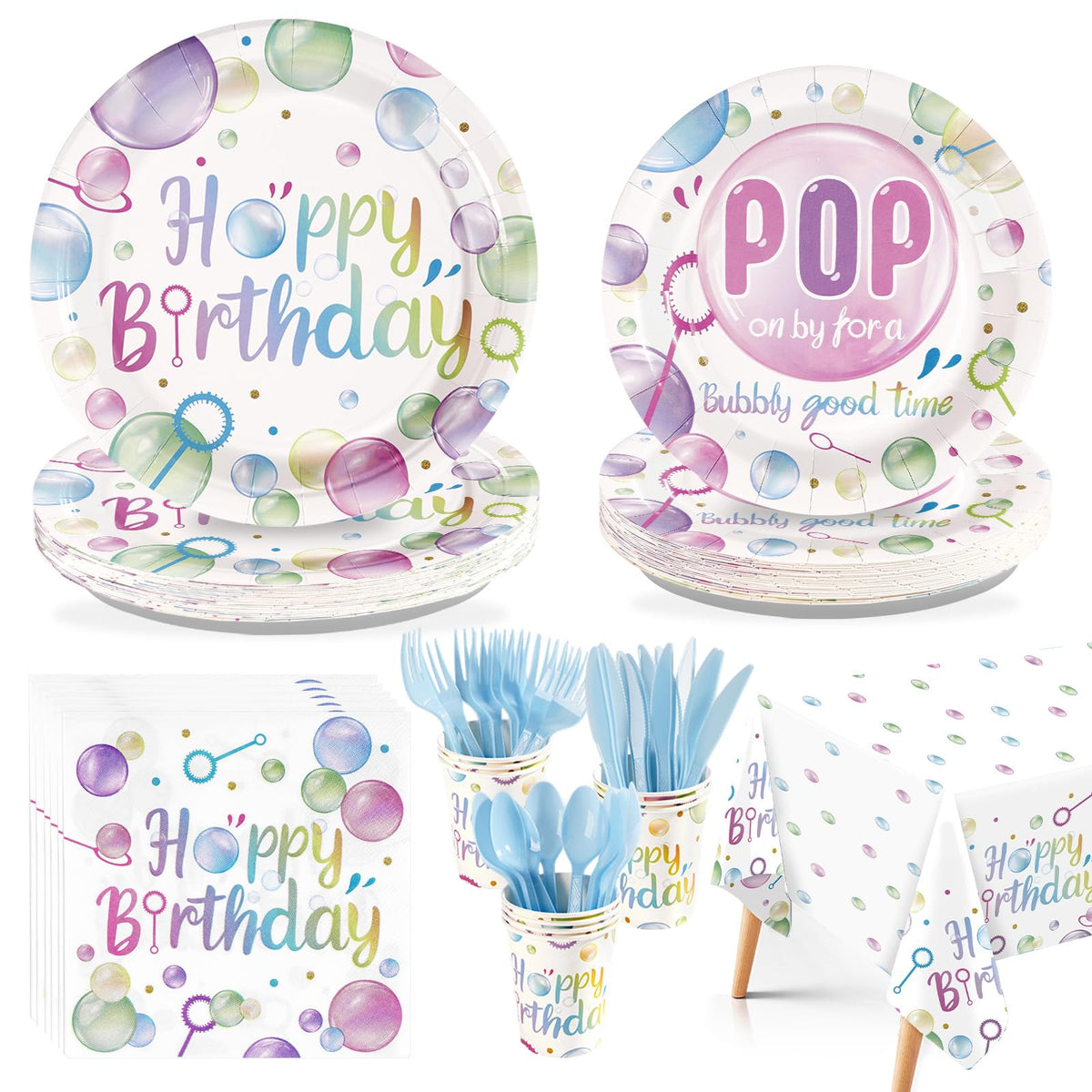 170 Pcs Bubble Birthday Party Decorations Serves 24 - Greencian Official Imagery - 1