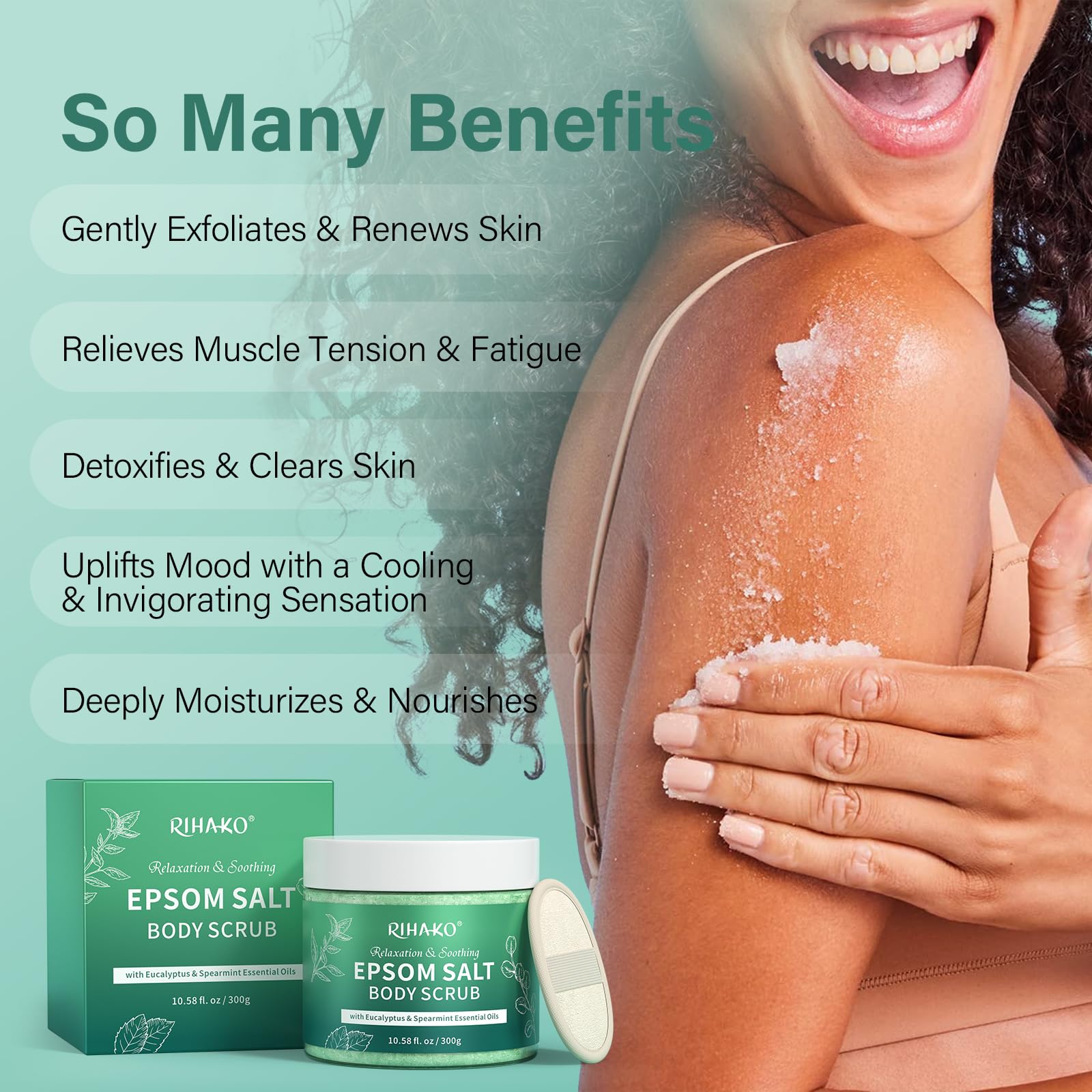 RIHAKO Eucalyptus Epsom Salt Body Scrub,Exfoliating detox body scrub,Relax & - RIHAKO Official Product View 3