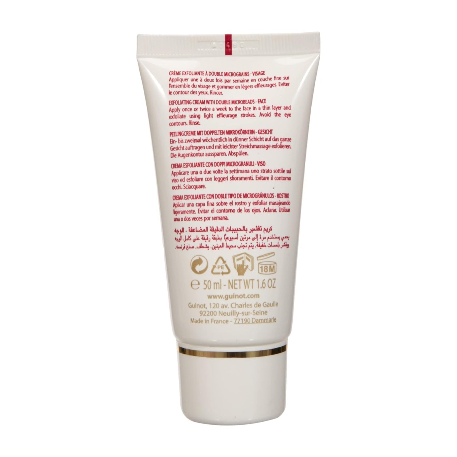 Elefair Guinot Perfect Radiance Exfoliating Cream in 1.6 oz jar, showing smooth, creamy texture and radiant skincare benefits