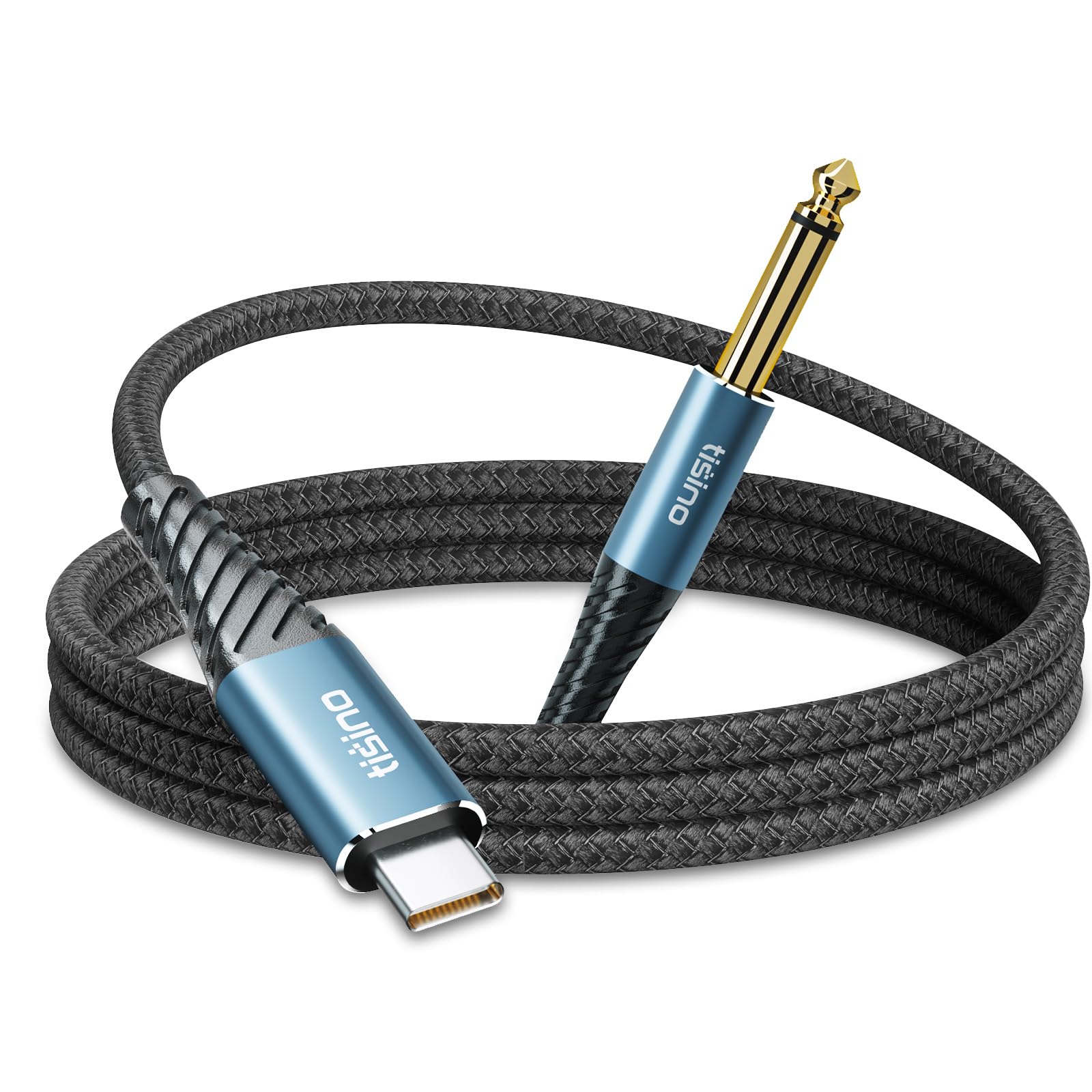 Tisino 1/4" TS to USB-C Guitar/Instrument Recording Cable, 6.6FT/ by Tisino - Angle View 10