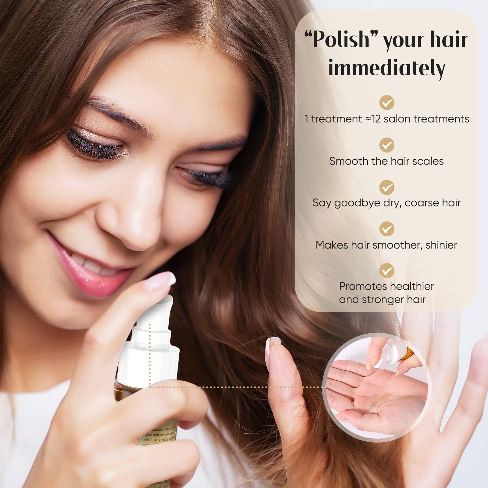 GREEONIL 24K Gold Argan, Coconut, and Olive Oil Serum for Frizz Control, Shine, - GREEONIL Official Product View 4