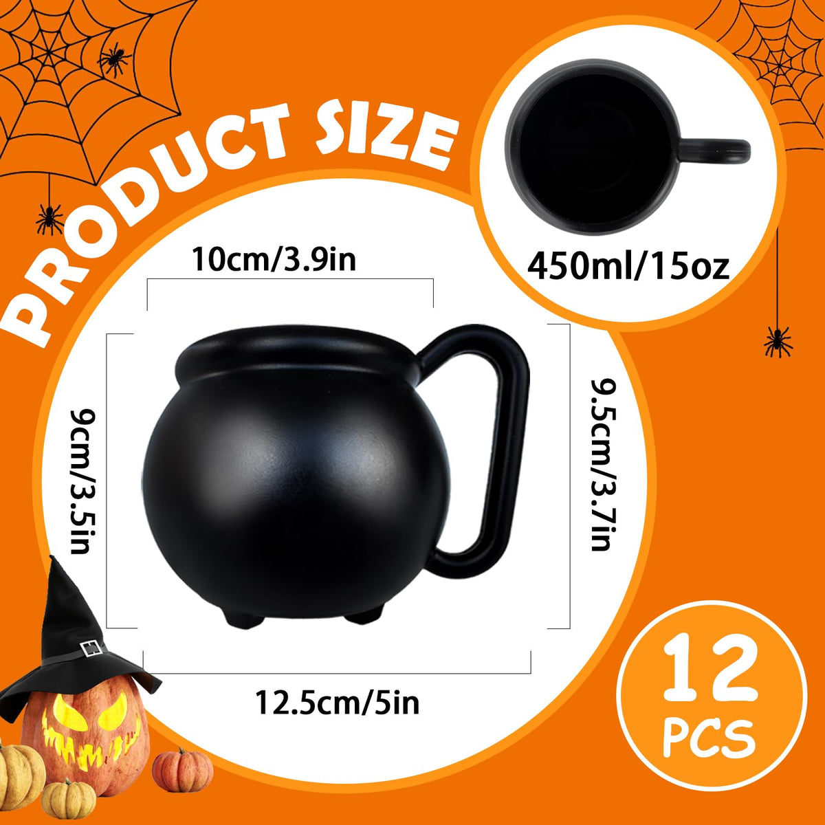Baaxxango 12 Pcs 15 oz Cauldron Mugs Plastic Black Cauldron - Baaxxango Official Imagery - 3
