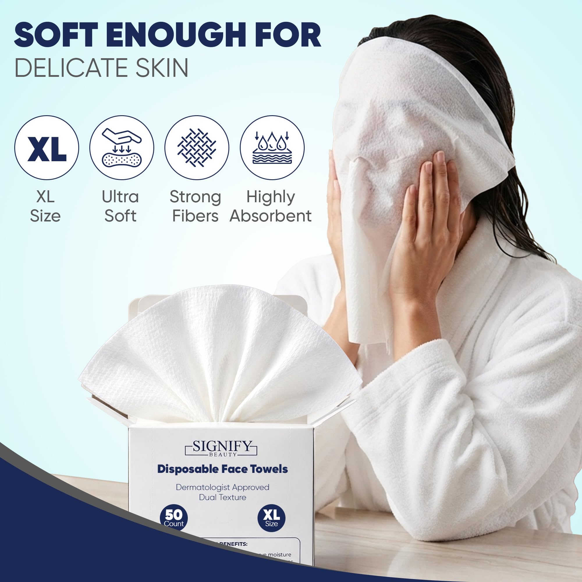 SkinCare Towels XL, Disposable Ultra Soft Face Towels, - SIGNIFY BEAUTY