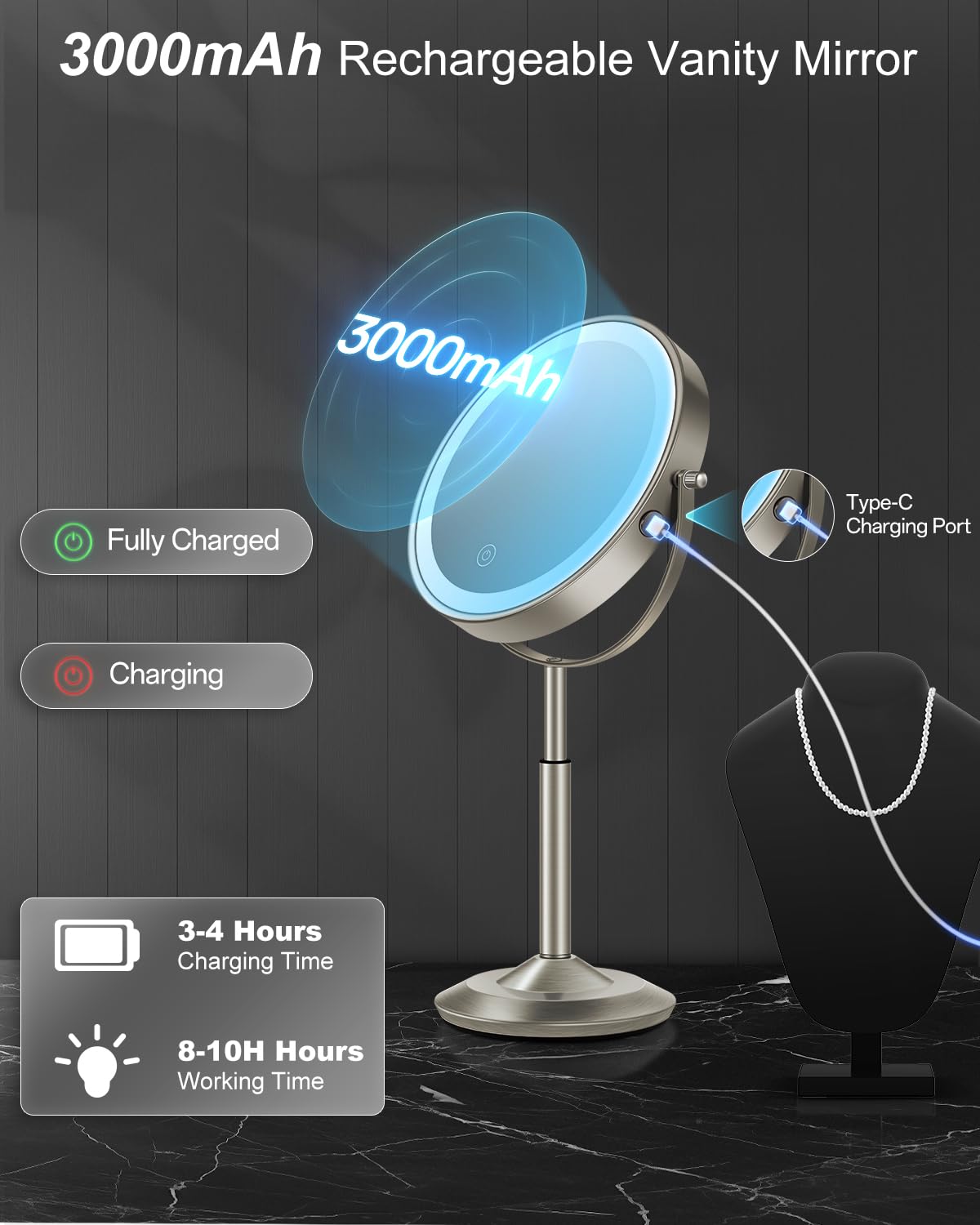 8 Lighted Makeup Mirror with Light 30X Magnifying Height - vpu Official Imagery - 8