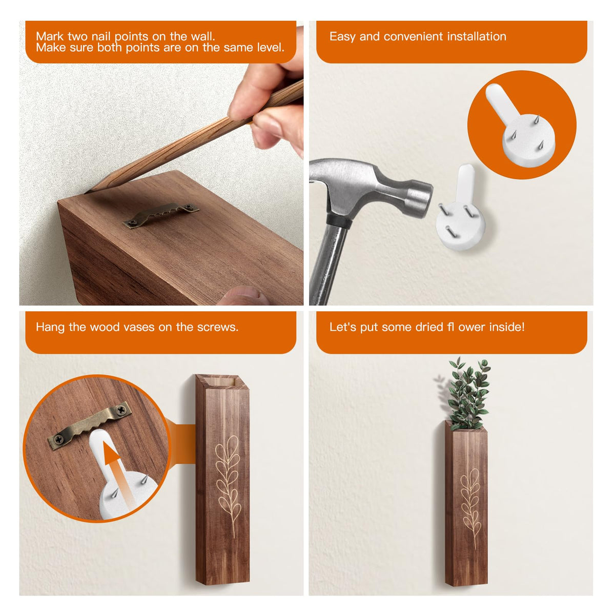 Wooden Wall Vase Planter Set of 4 - BOTOP Official Imagery - 6