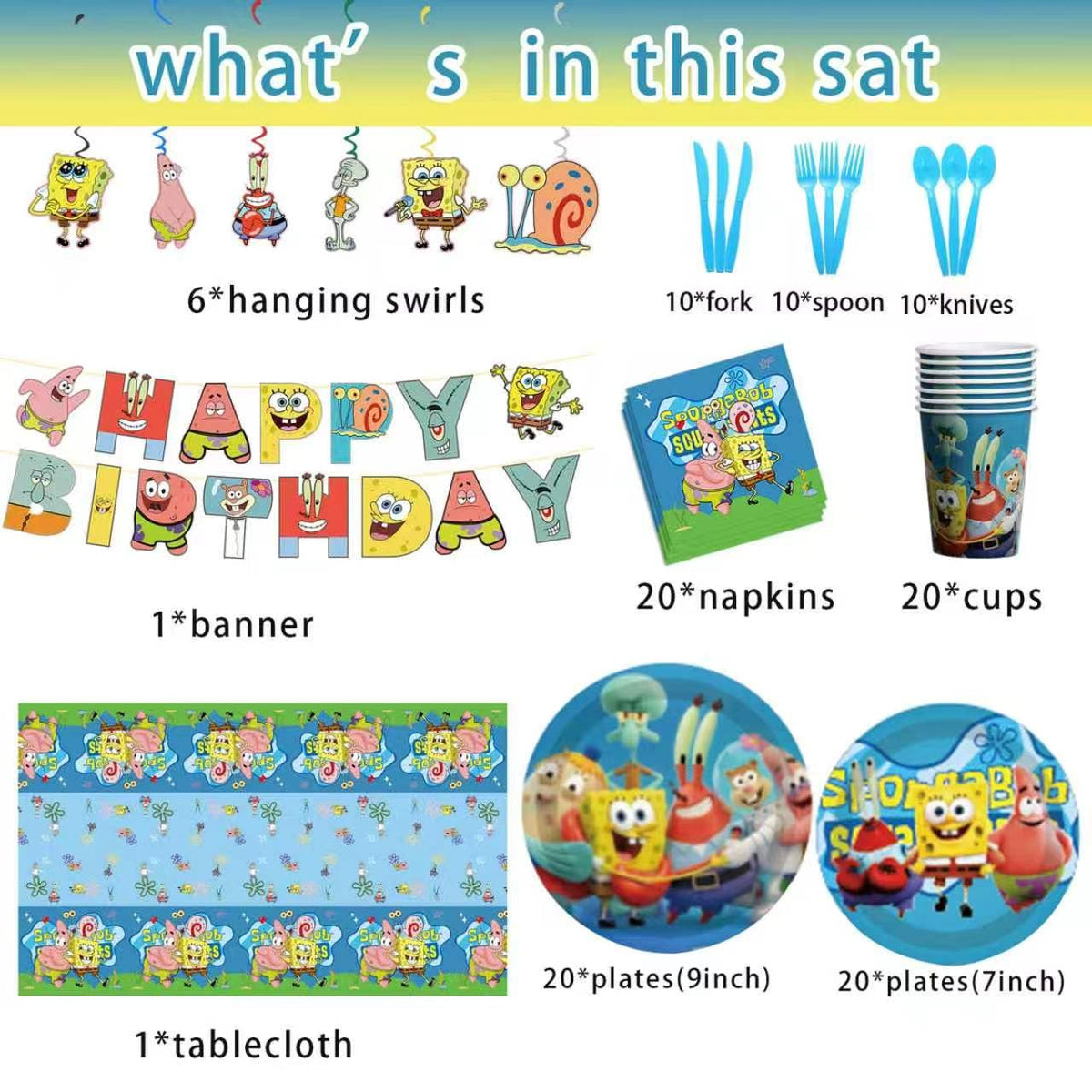 118 Pcs SpongeBob Birthday Party Supplies Set anime Theme - ZyNolimt Official Imagery - 5