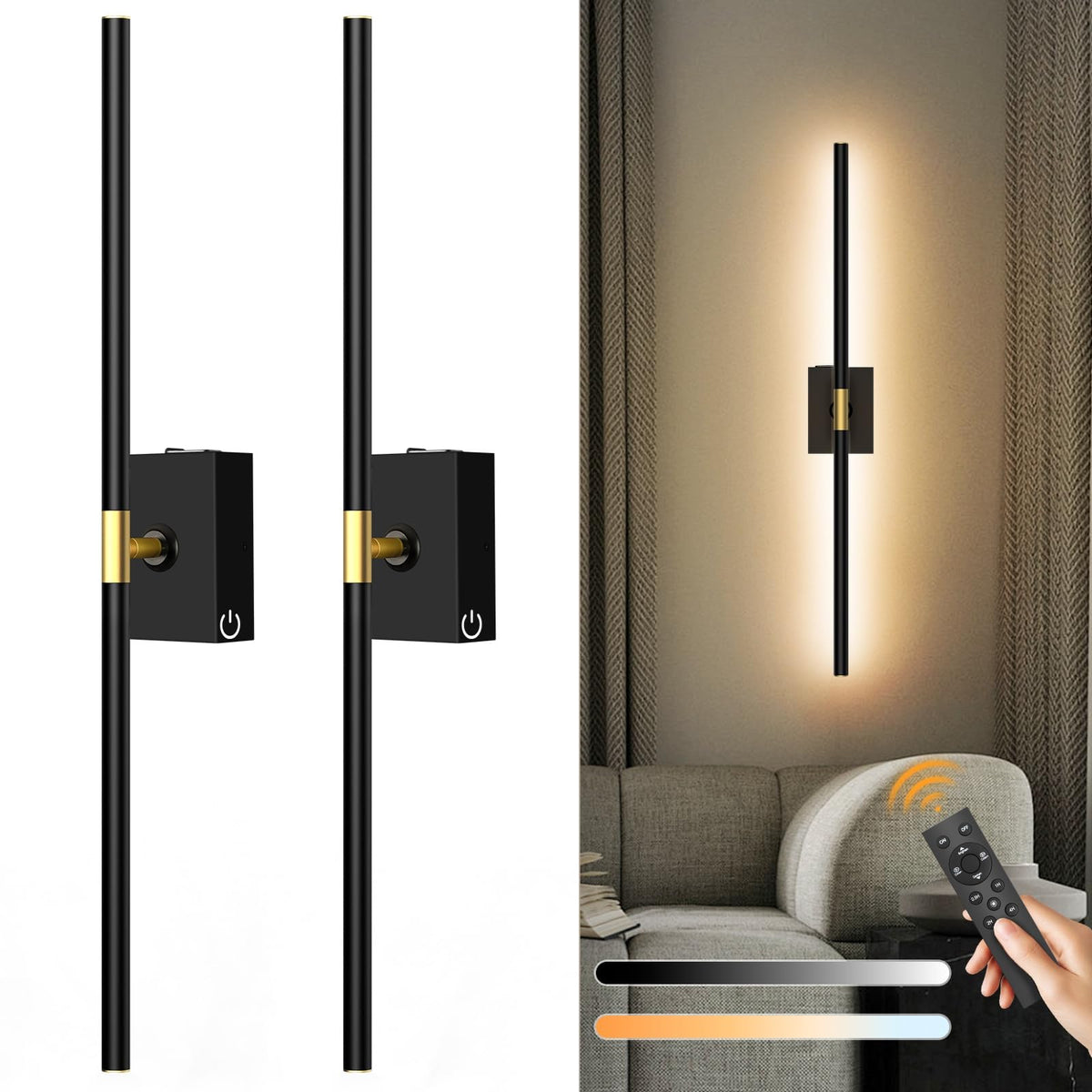 Eneru Battery Operated Wall Sconces Set of 2 Rechargeable - Eneru Official Imagery - 2