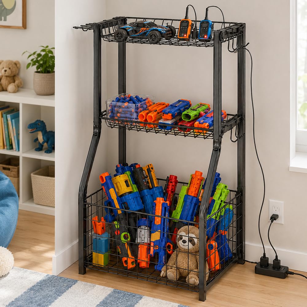 YueTong Garage Sports Organizer with Ball Rack Bat Holder - YueTong Official Imagery - 3