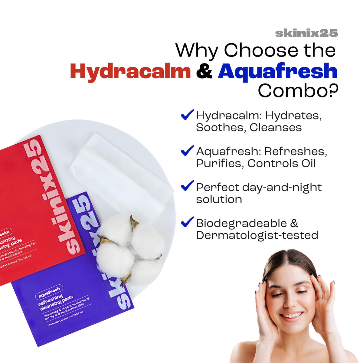 Hydracalm Aquafresh Facial Cleansing Pads 20 Individually - skinix25 Official Imagery - 7