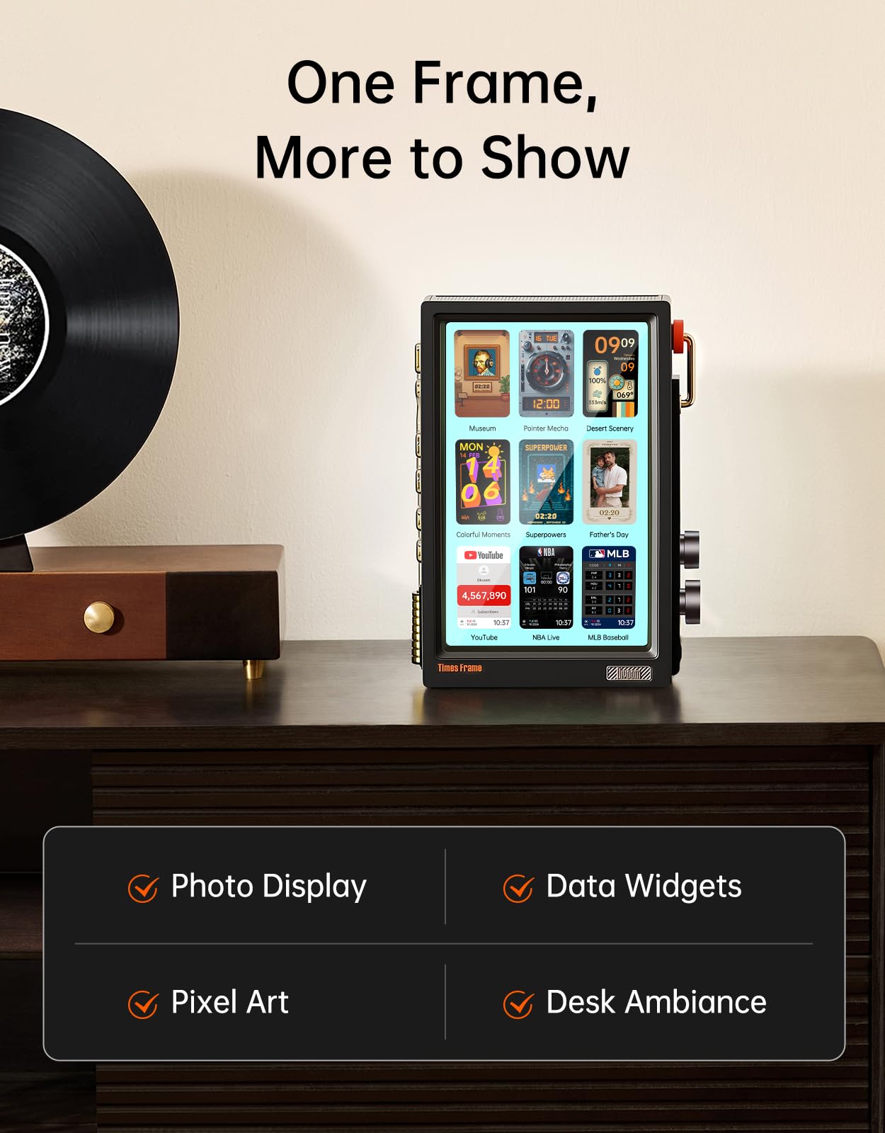 Divoom Times Frame – 10.1" WiFi 6 Digital Picture Frame & Smart D by Divoom - Angle View 2