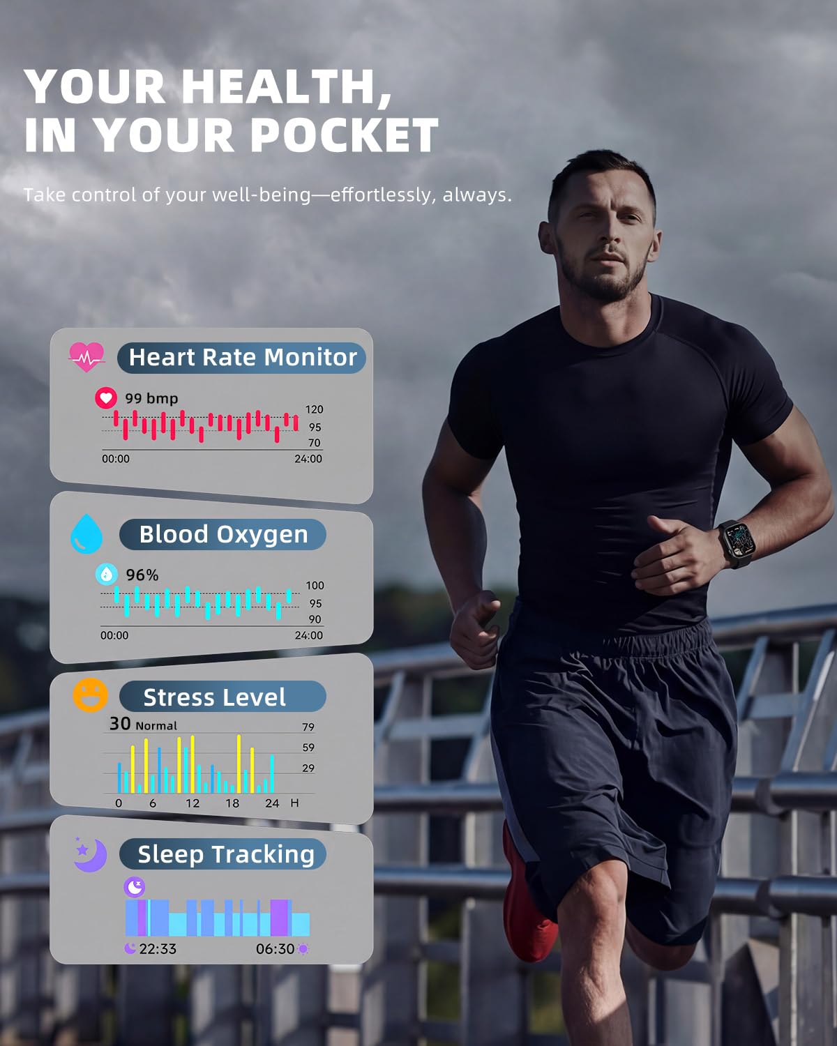 KIPTUMTEK Smart Watch for Women Men, Fitness and Sleep Trackers with 1 - View 2