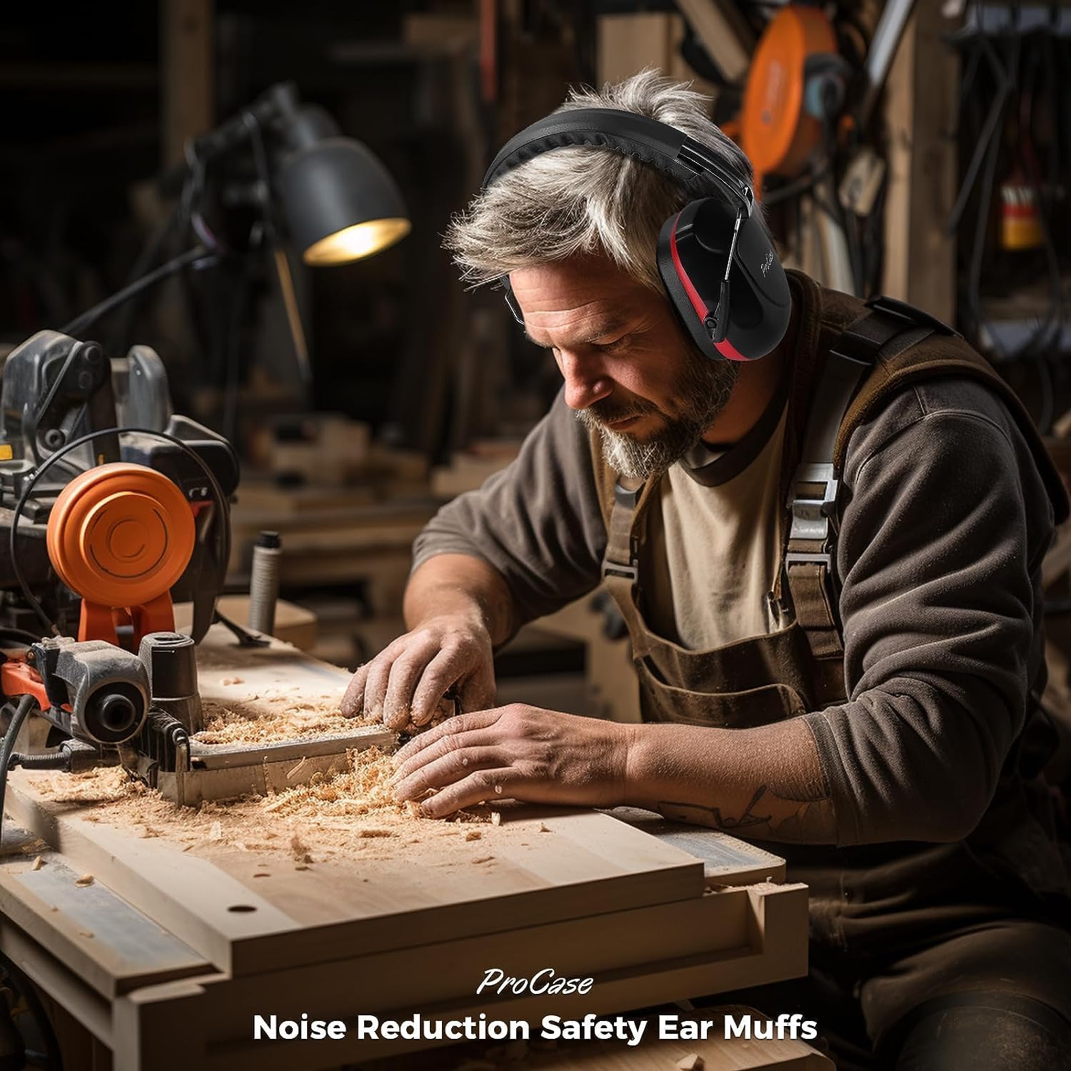 ProCase noise reduction ear muffs for soundproof ear protection, featuring cushioned ear cups and adjustable headband.