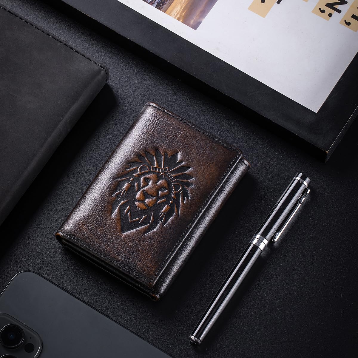 SCHLATUM Trifold Wallet for Men – RFID Leather Snap Wallet