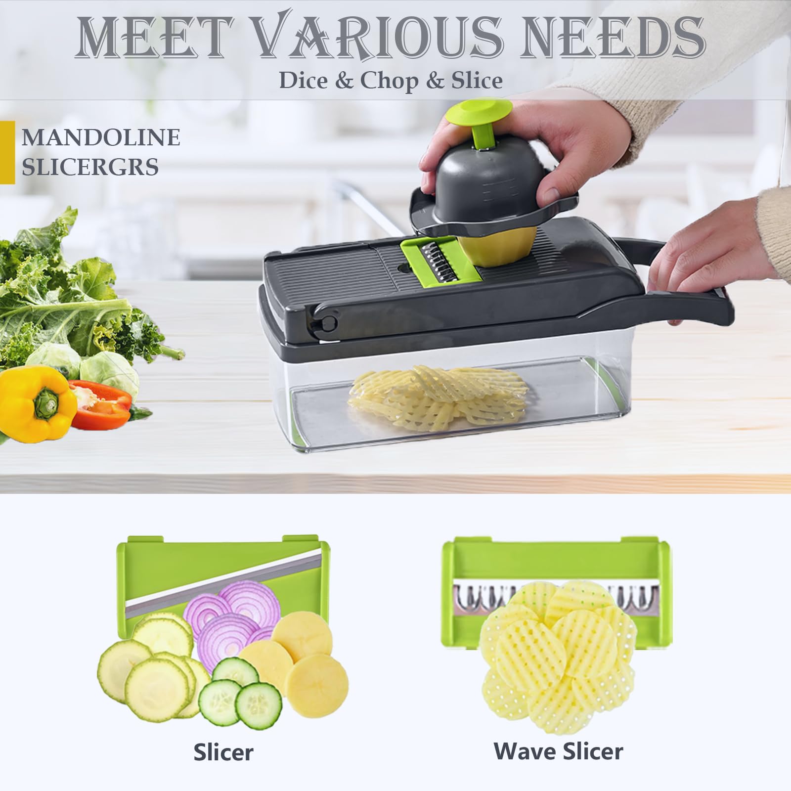 Dewpeton Vegetable Chopper Dicer with Container | Cheese Grater Mandol - View 4