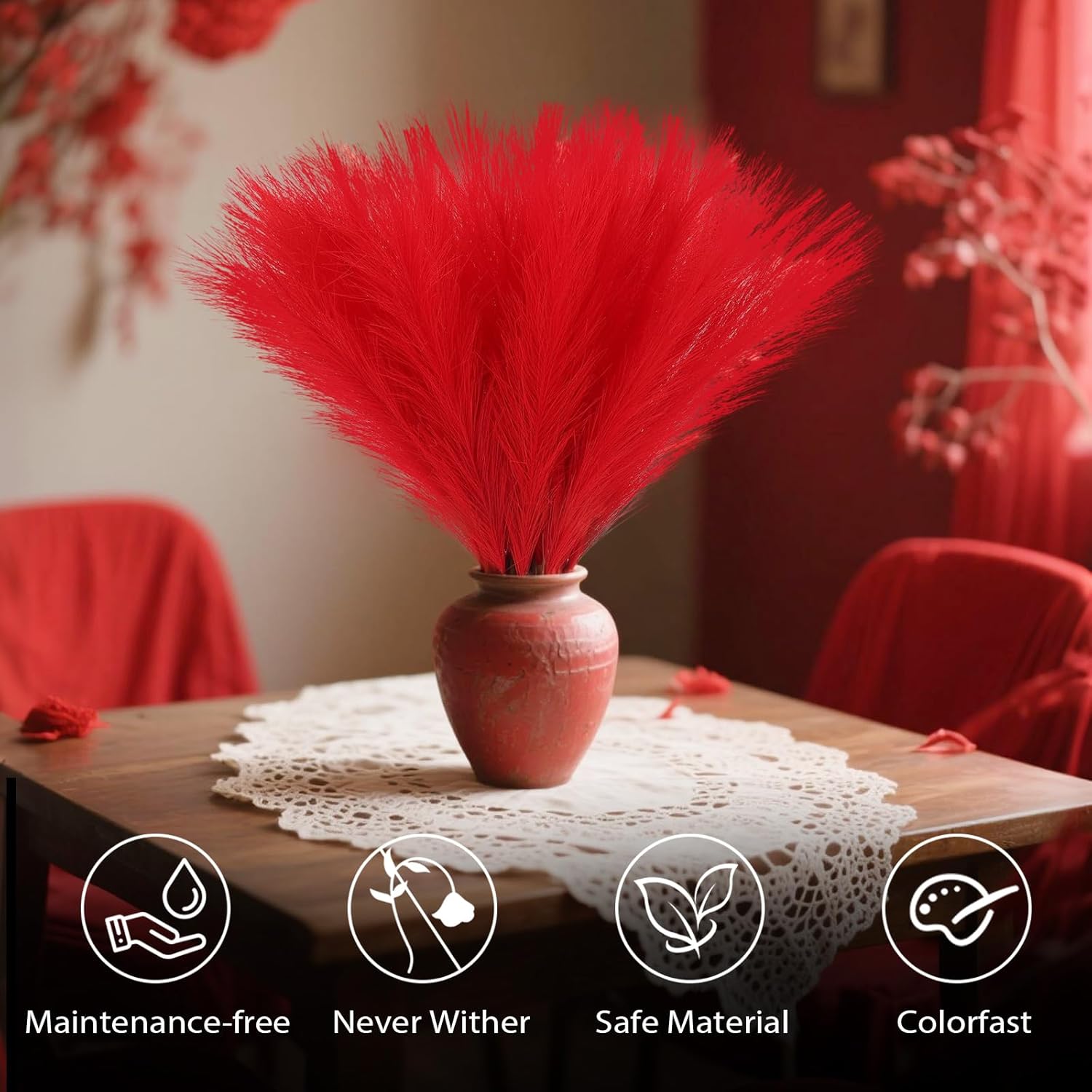 Set of 30 JOLYEAK artificial pampas grass stems, 21 inches tall, ideal for vase fillers and home decor.
