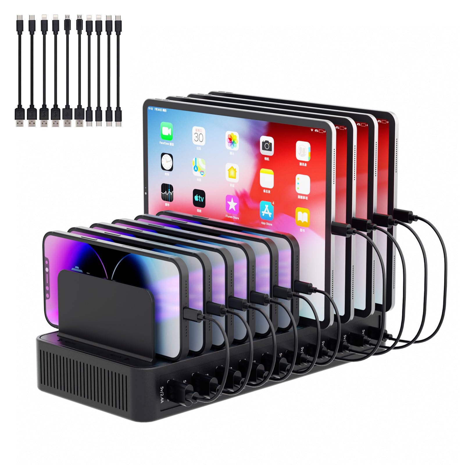 60W Charging Station for Multiple Devices 10 Port USB Fast - Yoodarmx Official Imagery - 1
