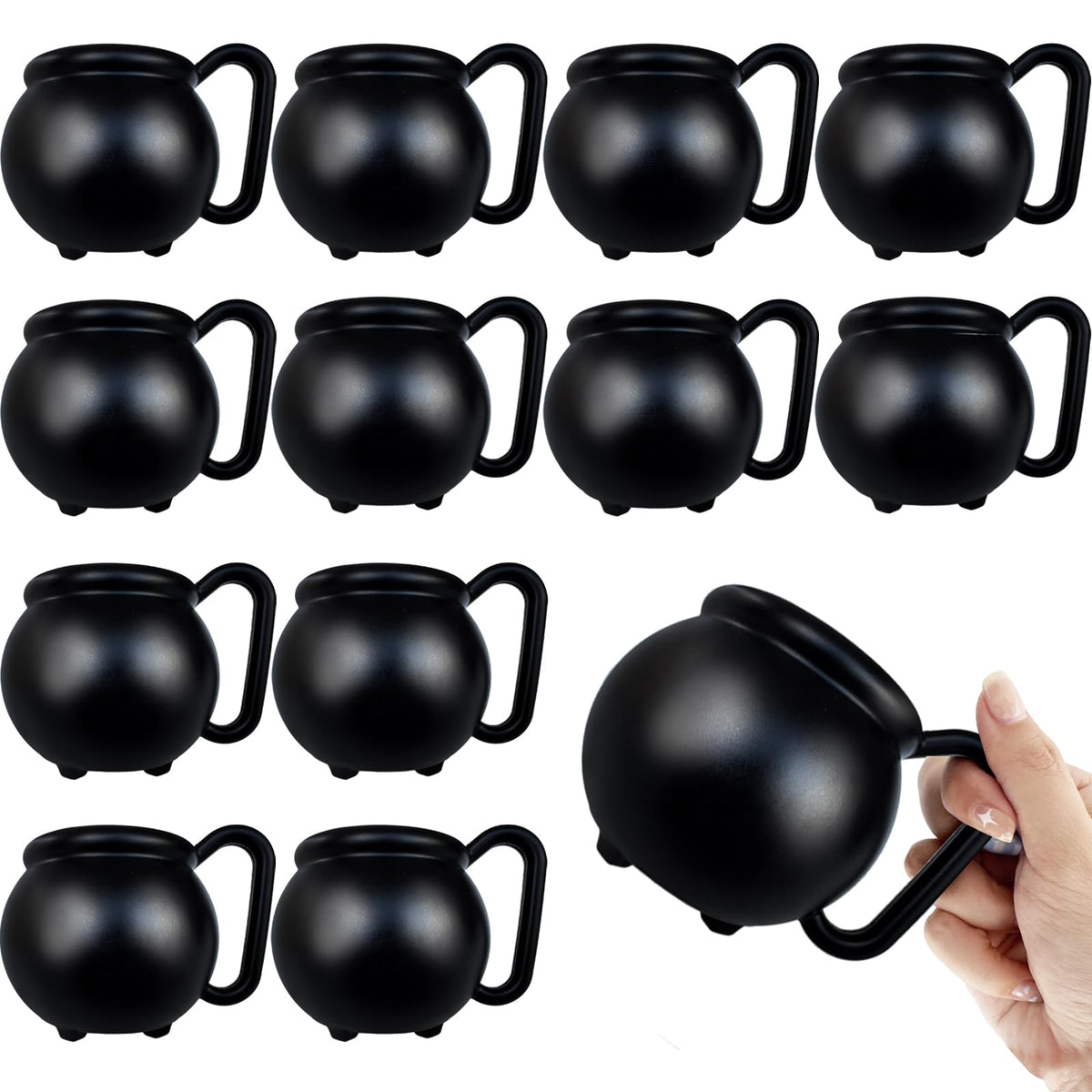 Baaxxango 12 Pcs 15 oz Cauldron Mugs Plastic Black Cauldron - Baaxxango Official Imagery - 1