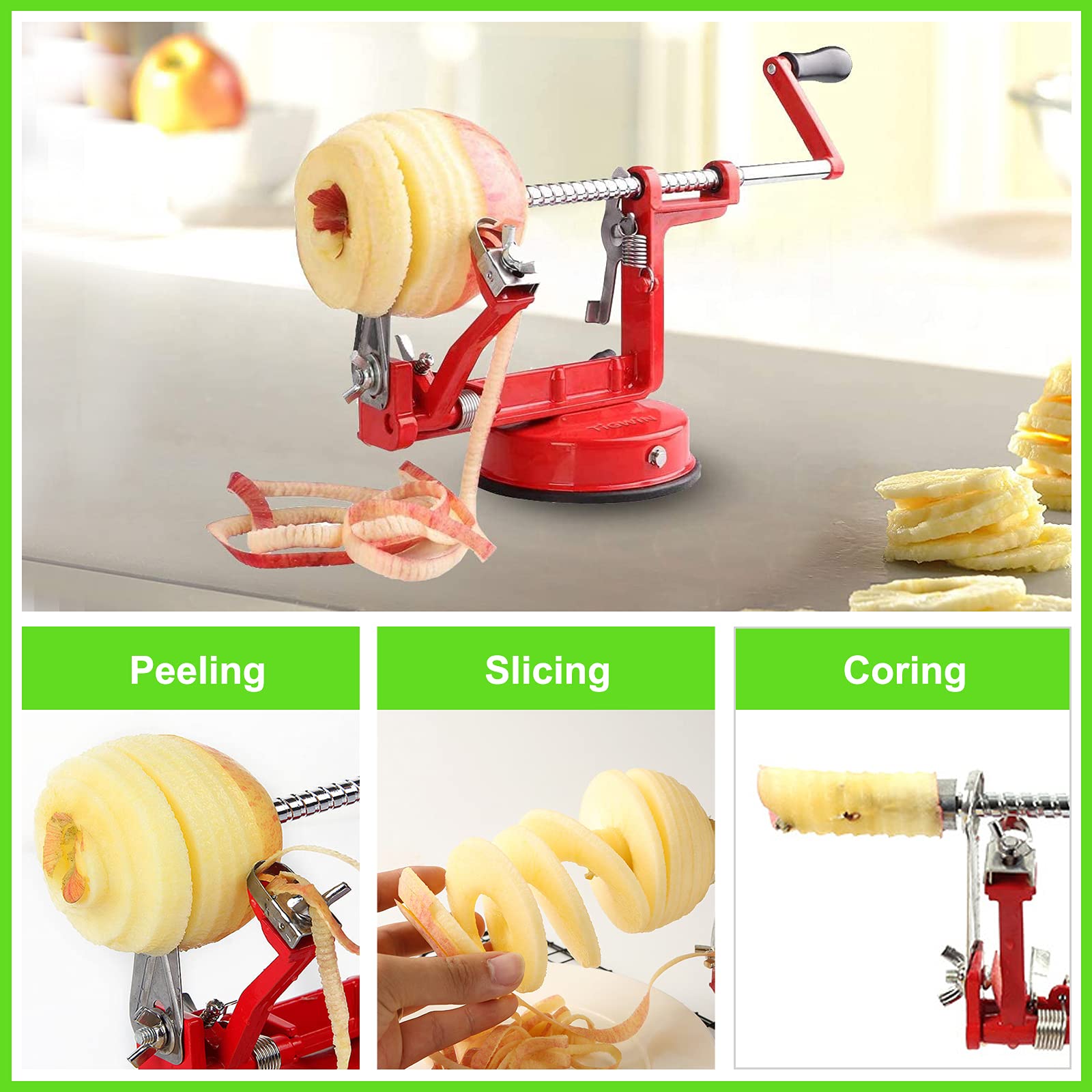tigwin Apple Peeler Corer, Long lasting Chrome Cast Magnesium Alloy Ap - View 4