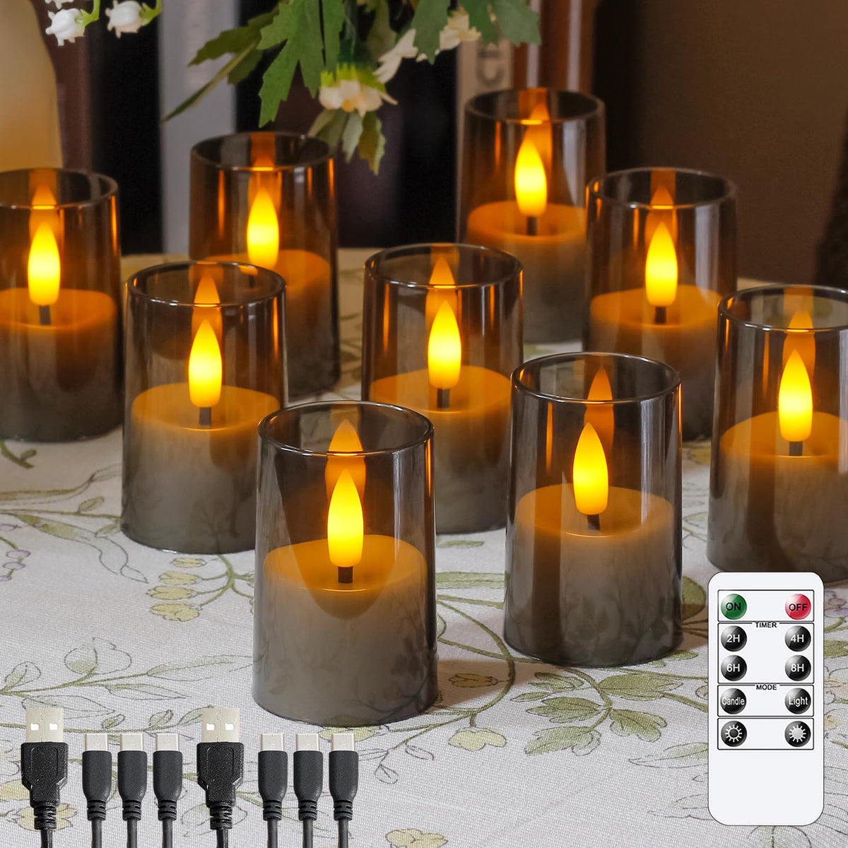 Rechargeable Acrylic Flameless Votive Candles with Timer - Wroxipel Official Imagery - 1