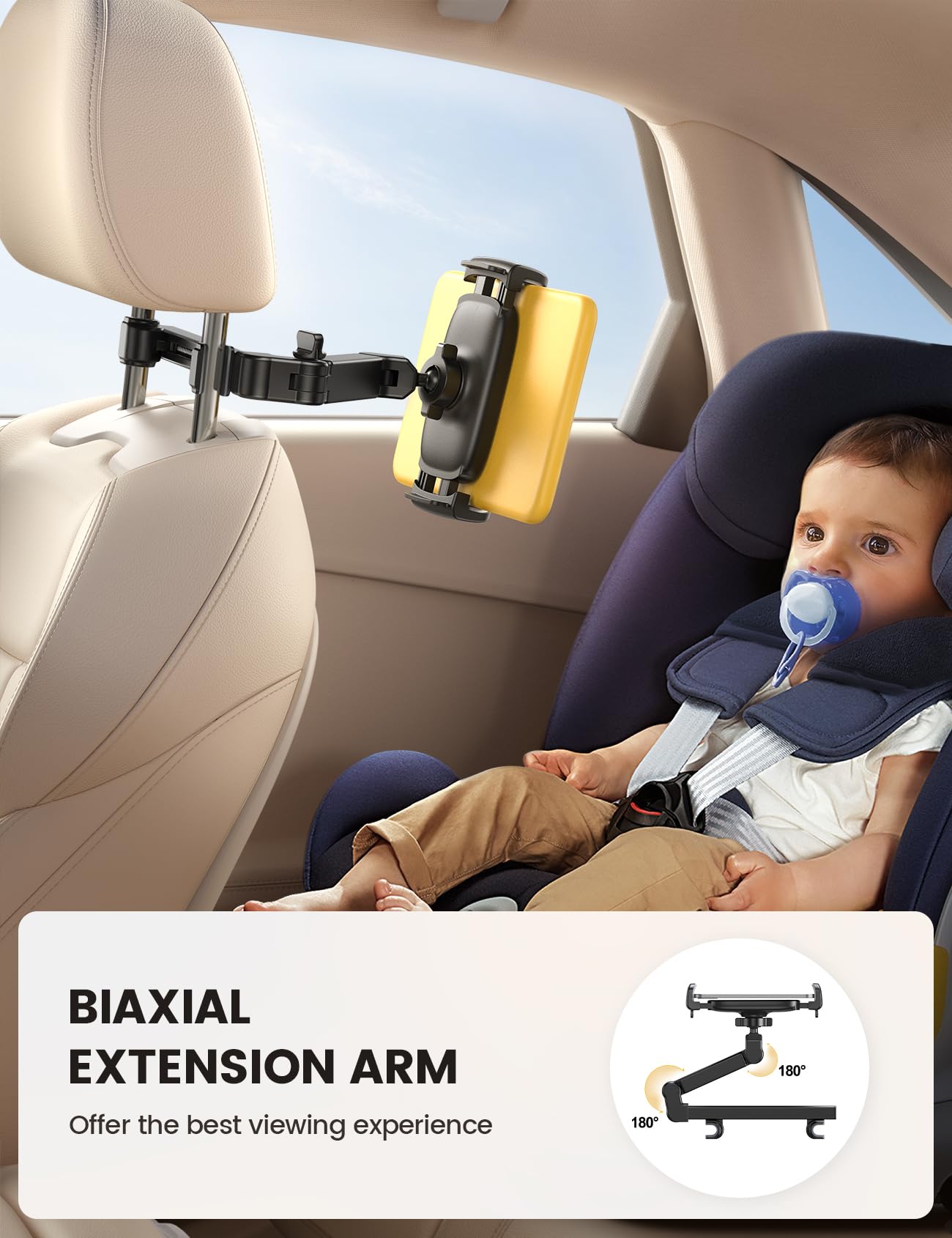 Lamicall Car Headrest Tablet Holder, 3 in 1 Extension Adjustable Arm