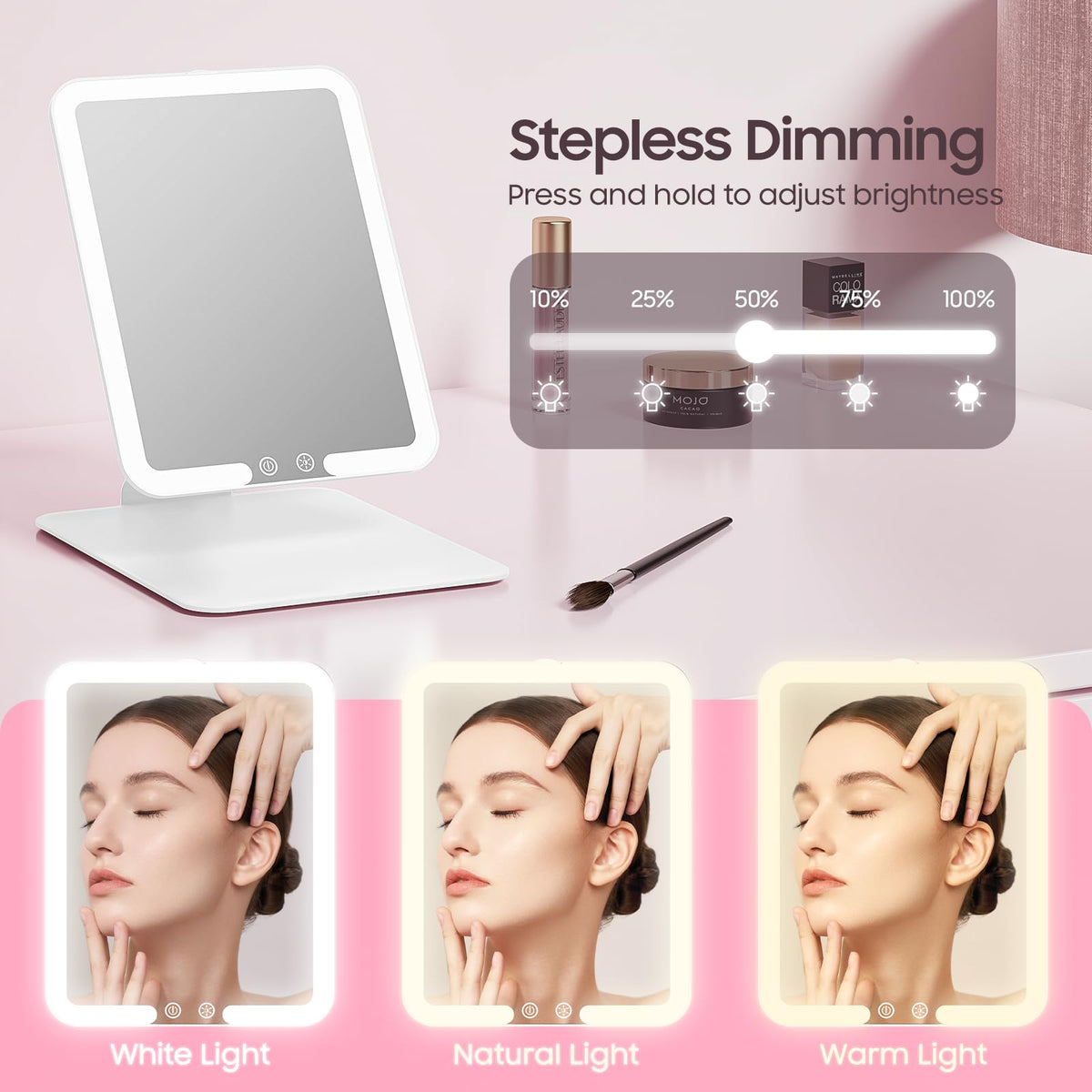 Foldable Travel Makeup Mirror with Lights 20X Magnifying - Benbilry Official Imagery - 6