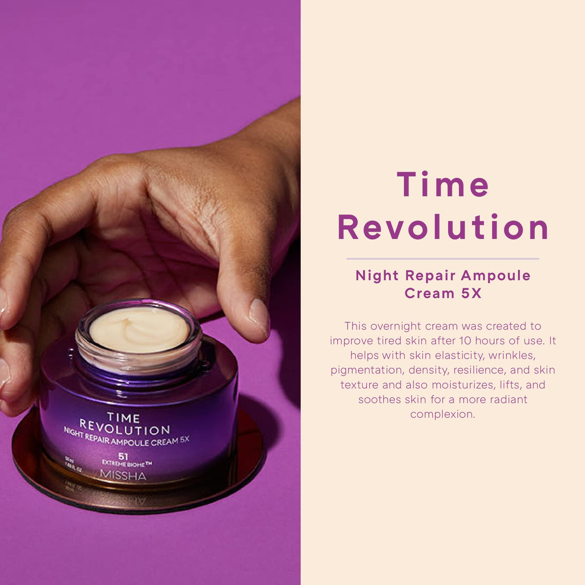 MISSHA Time Revolution Night Repair Ampoule Cream 5X 1 69 oz - MISSHA Official Imagery - 3