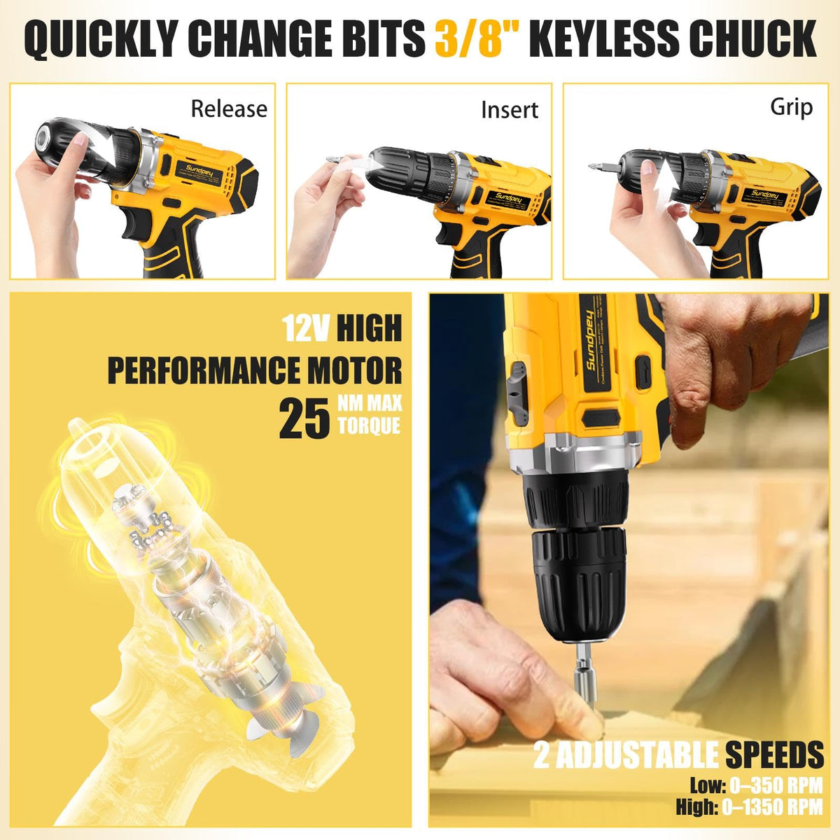Sundpey 166 PC Small Basic Home Tool Kit Set with 12V - Sundpey Official Imagery - 5
