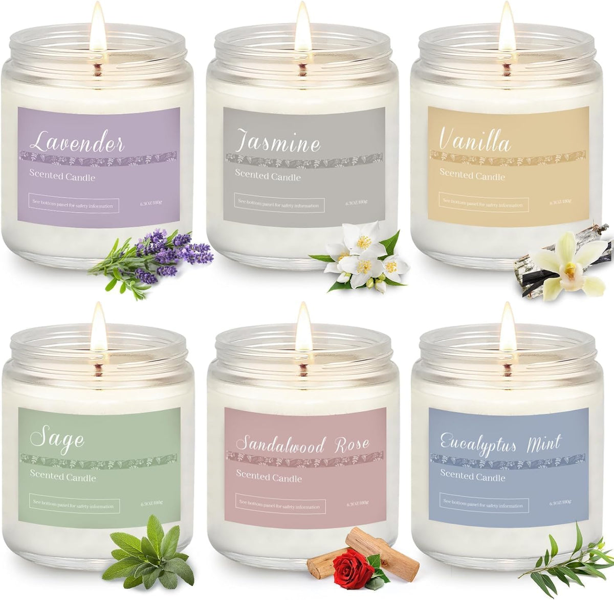 Scented Candles Gift Set for Women 6 Pack Aromatherapy - PELN Official Imagery - 1