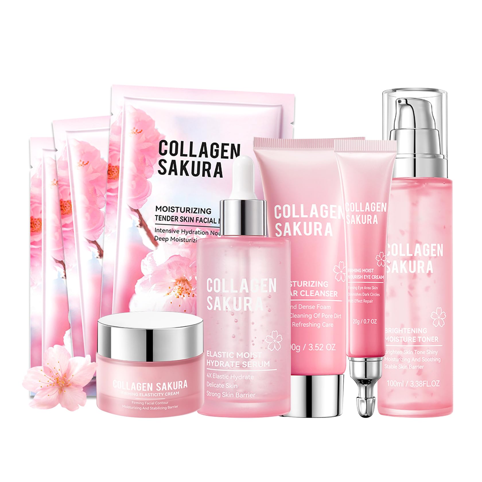Sakura Skin Care Set,Moisturizing Skincare Kit with Face - Product Imagery
