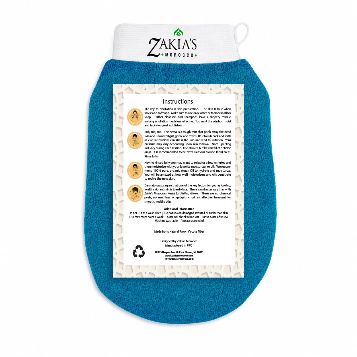 Zakia's Morocco Kessa Exfoliating Mitt – Teal for Radiant Skin - Zakia's Morocco Official Product View 4