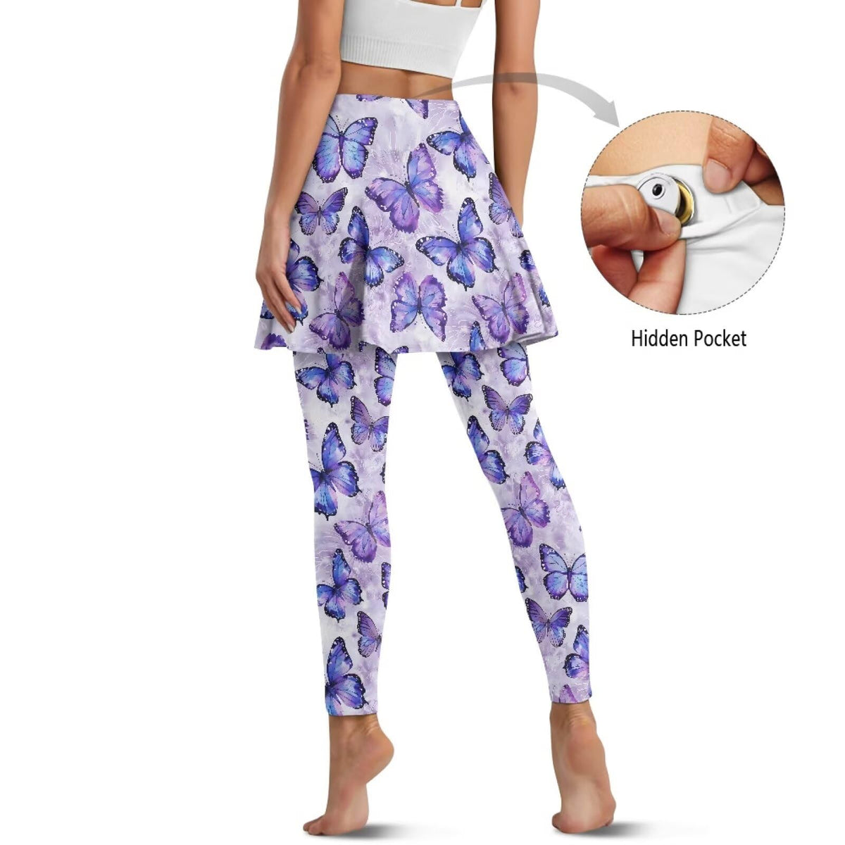 Women s Tennis Leggings with Skirts and Pockets - WHUVUMFY Official Imagery - 4
