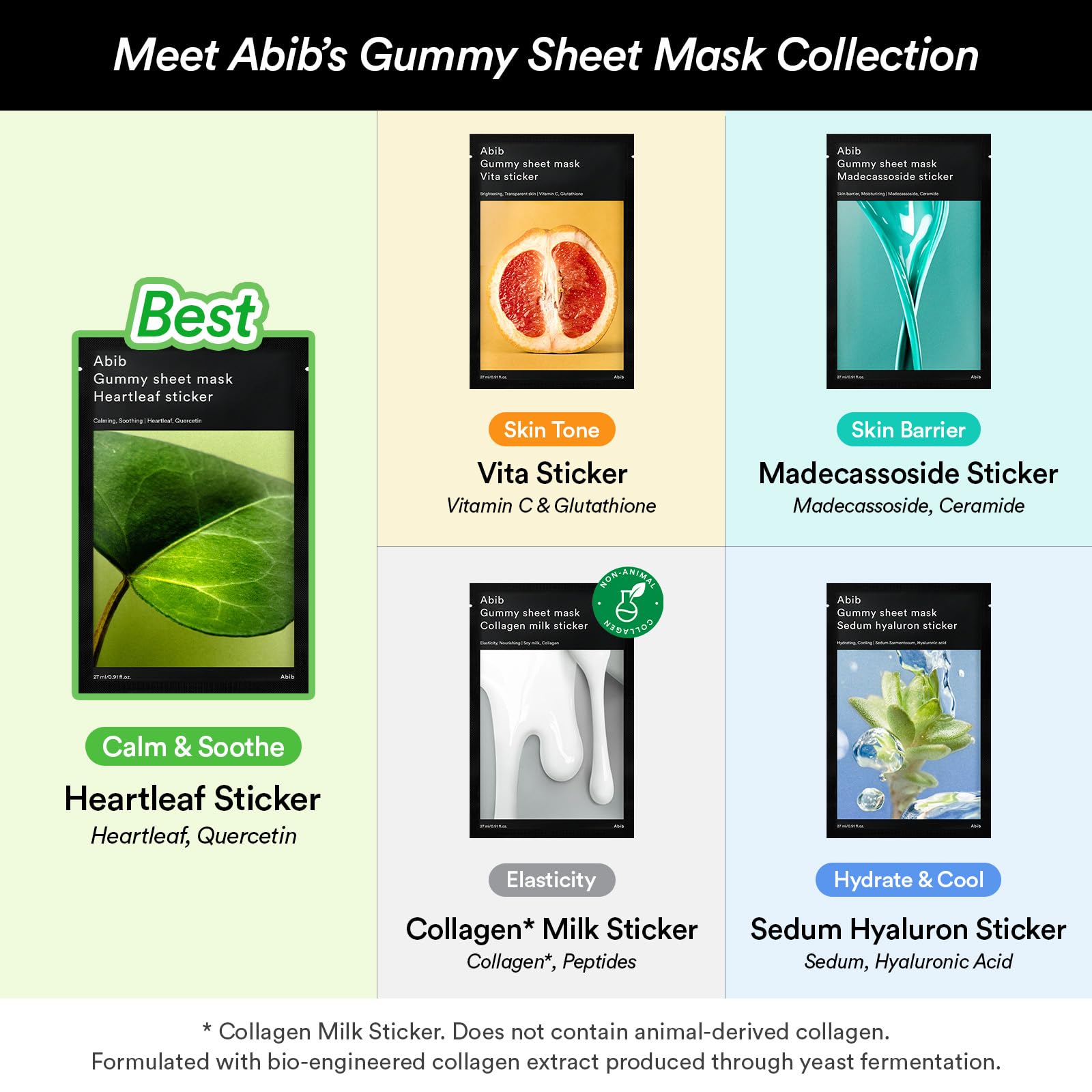 Abib Gummy Sheet Mask Heartleaf Sticker 10 Sheets (Soothing) I Korean Face Mask for Sensitive Skin, Soothing & Redness Relief, Daily Skincare Treatment, K-Beauty Sheet Mask - Abib Official Product View 4