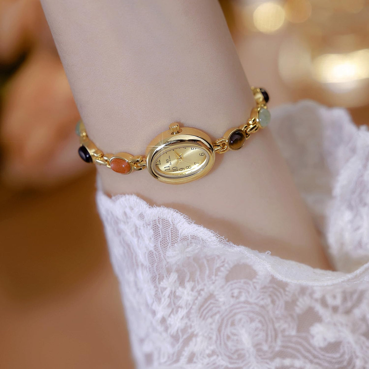 MASTOP Luxury Vintage Gold Watches for Women with Jade - MASTOP Official Imagery - 6