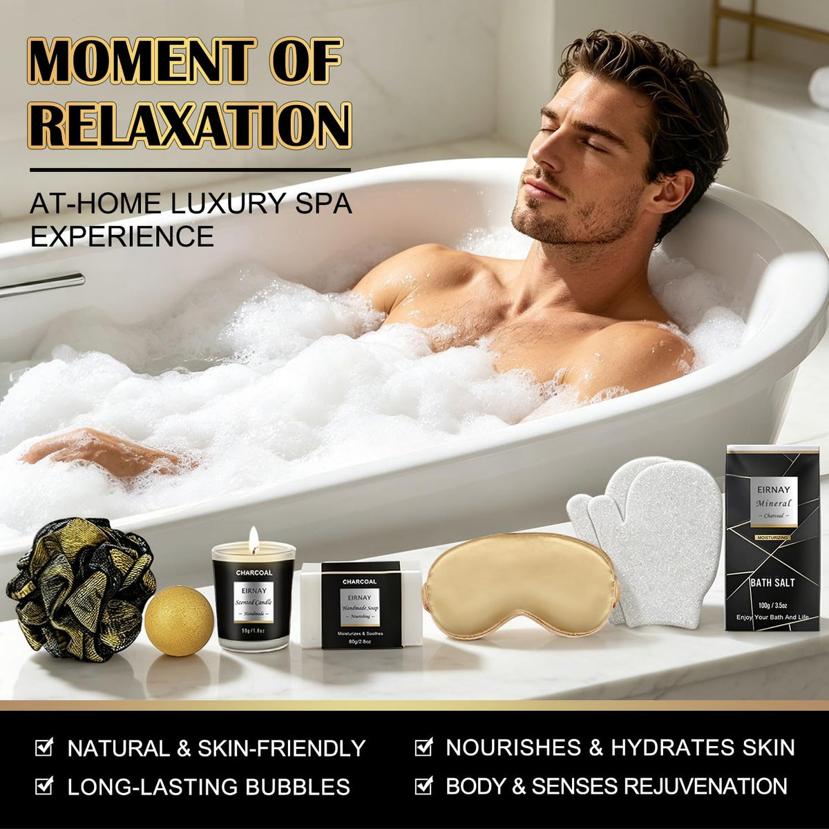 Gifts for Men 21PCS Skin Care Set for Men Charcoal Spa Gift - EIRNAY Official Imagery - 6