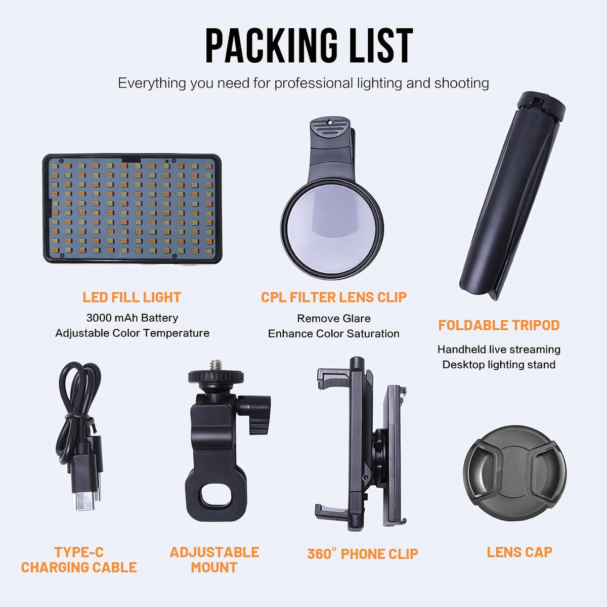 120 Led Tattoo Light Kit with 52mm Cpl Tripod Light Dual - JZsmpmu Official Imagery - 7