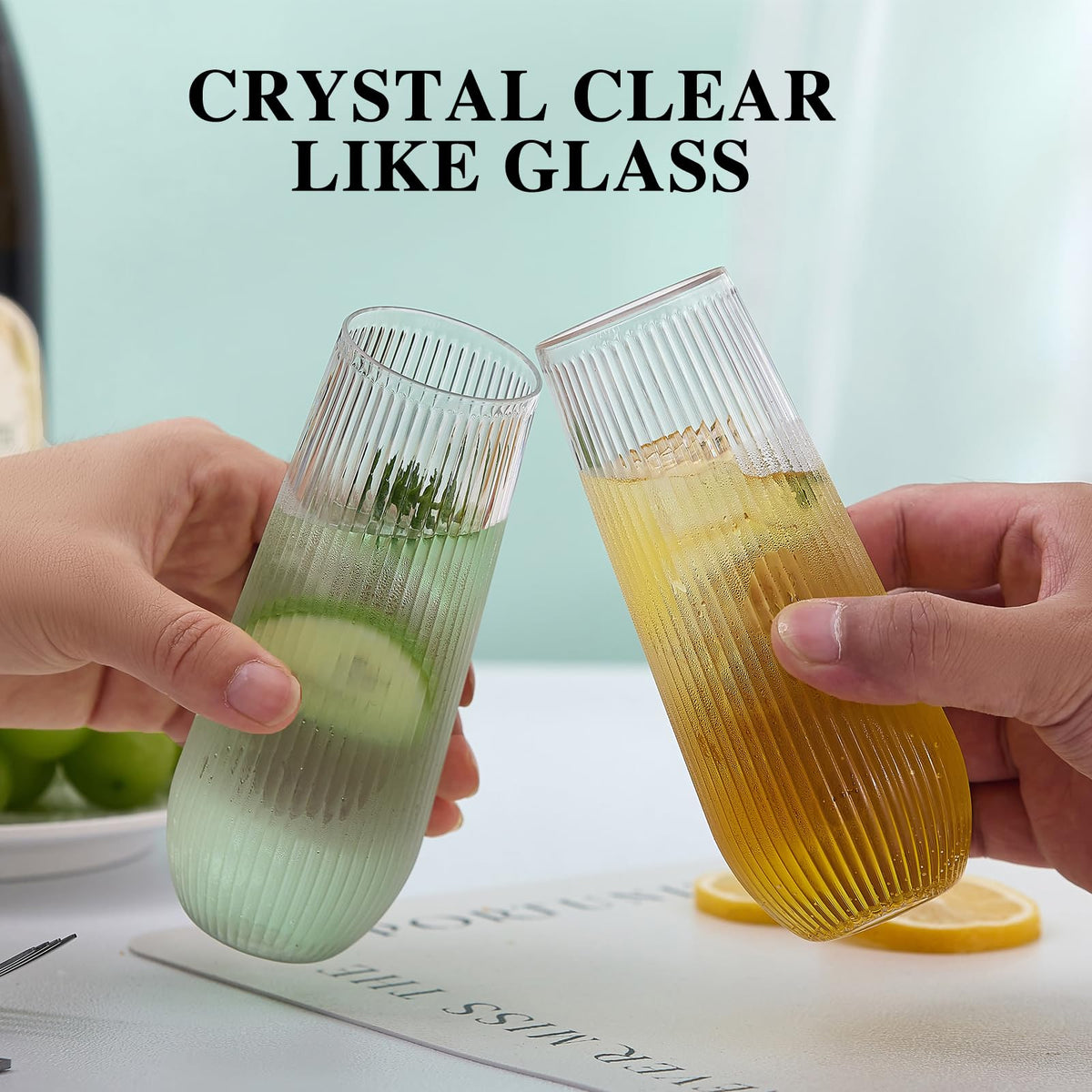 48 Pack Ribbed Plastic Champagne Flutes 9 Oz Stemless - Lueumxc Official Imagery - 7
