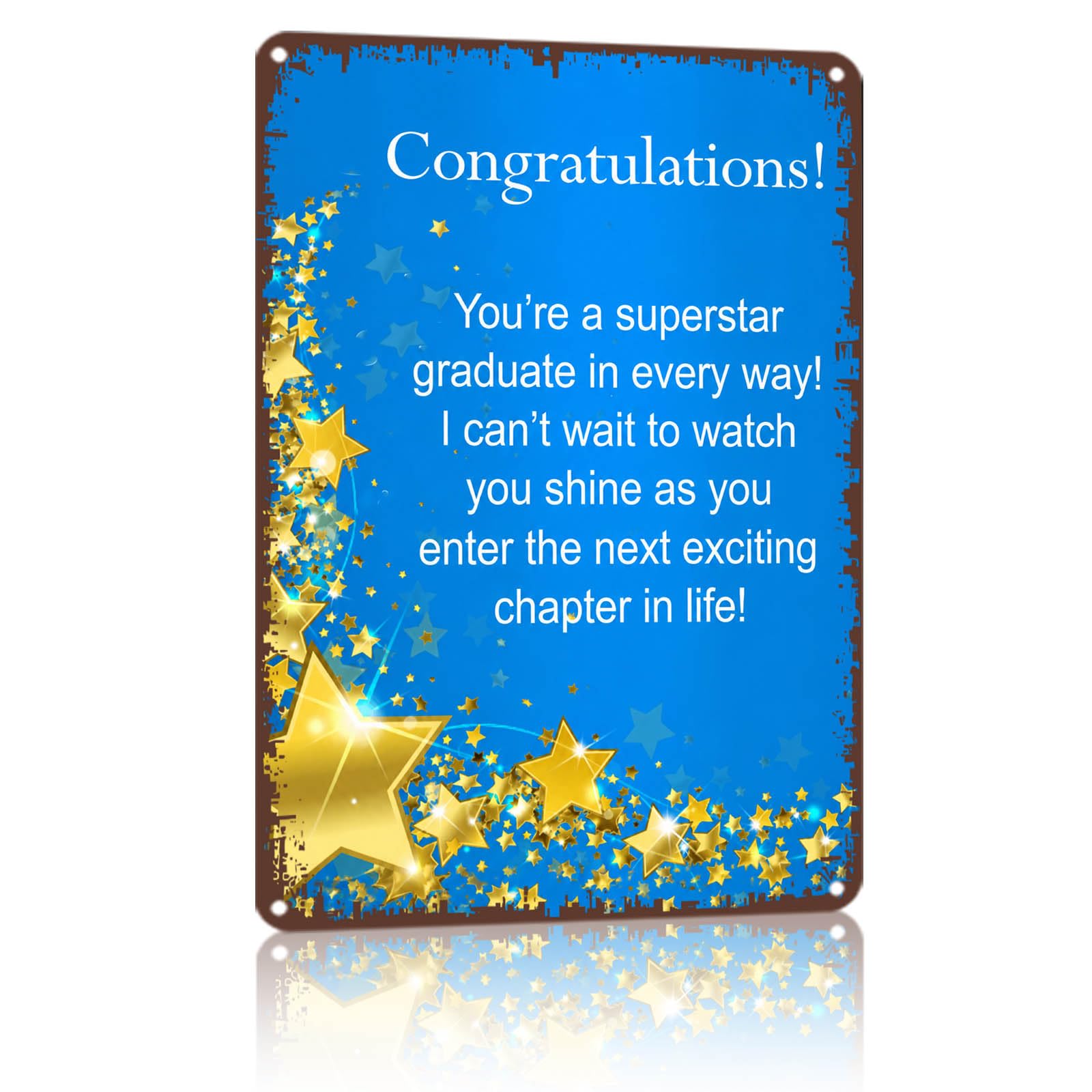 8x12 Inch Aluminum Graduation Congratulations Sign, Blue Gold - Product Imagery