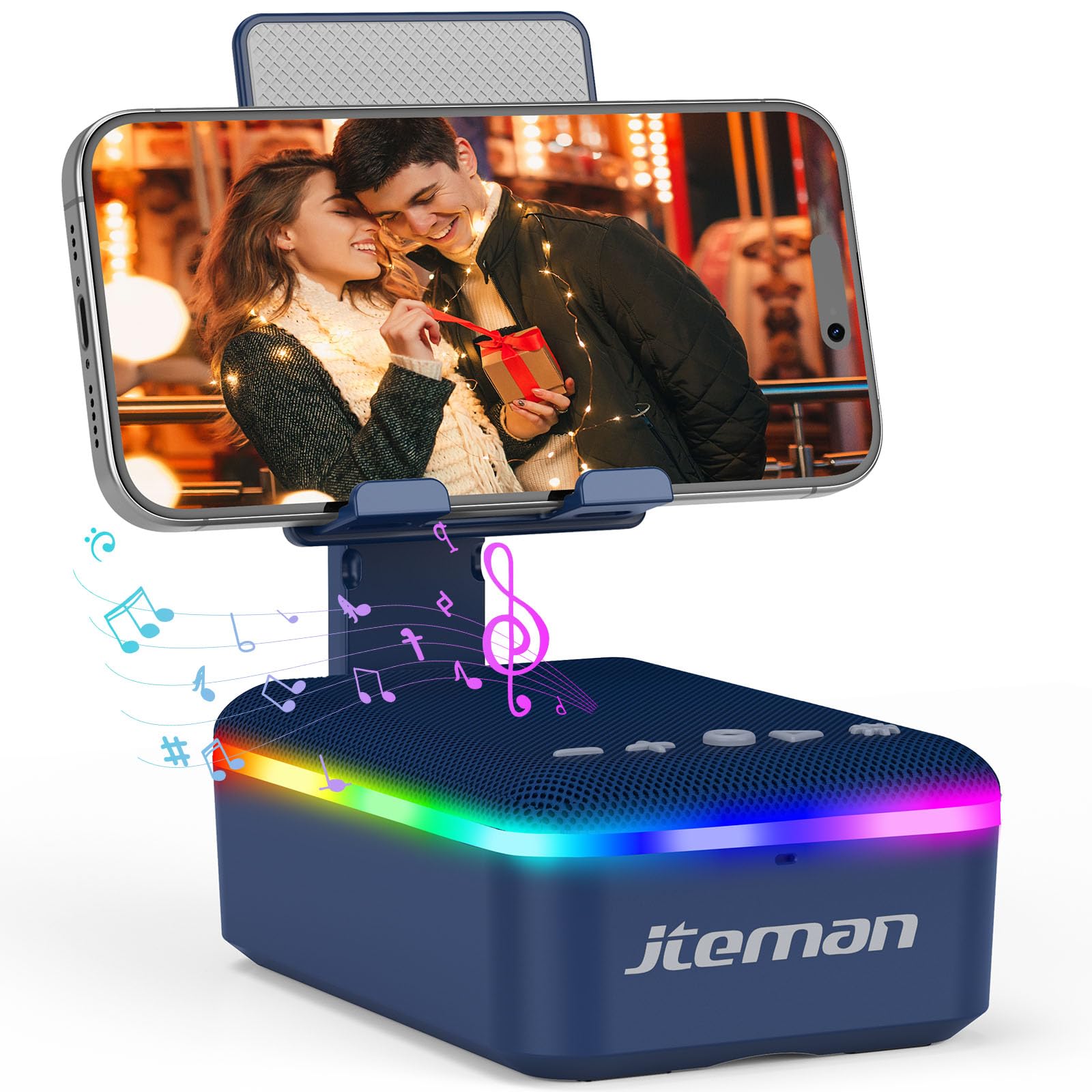 JTEMAN Gifts for Men Women,Cell Phone Stand with Bluetooth Speaker,LED - View 10