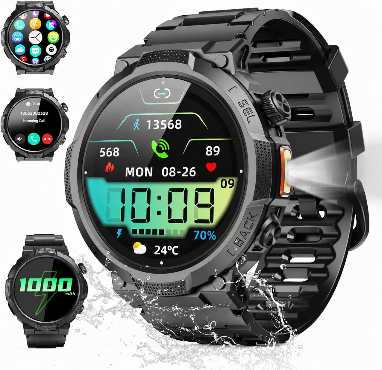 Soudorv Military Smart Watch for Men, 50+ Day Battery Life, Bluetooth - View 1